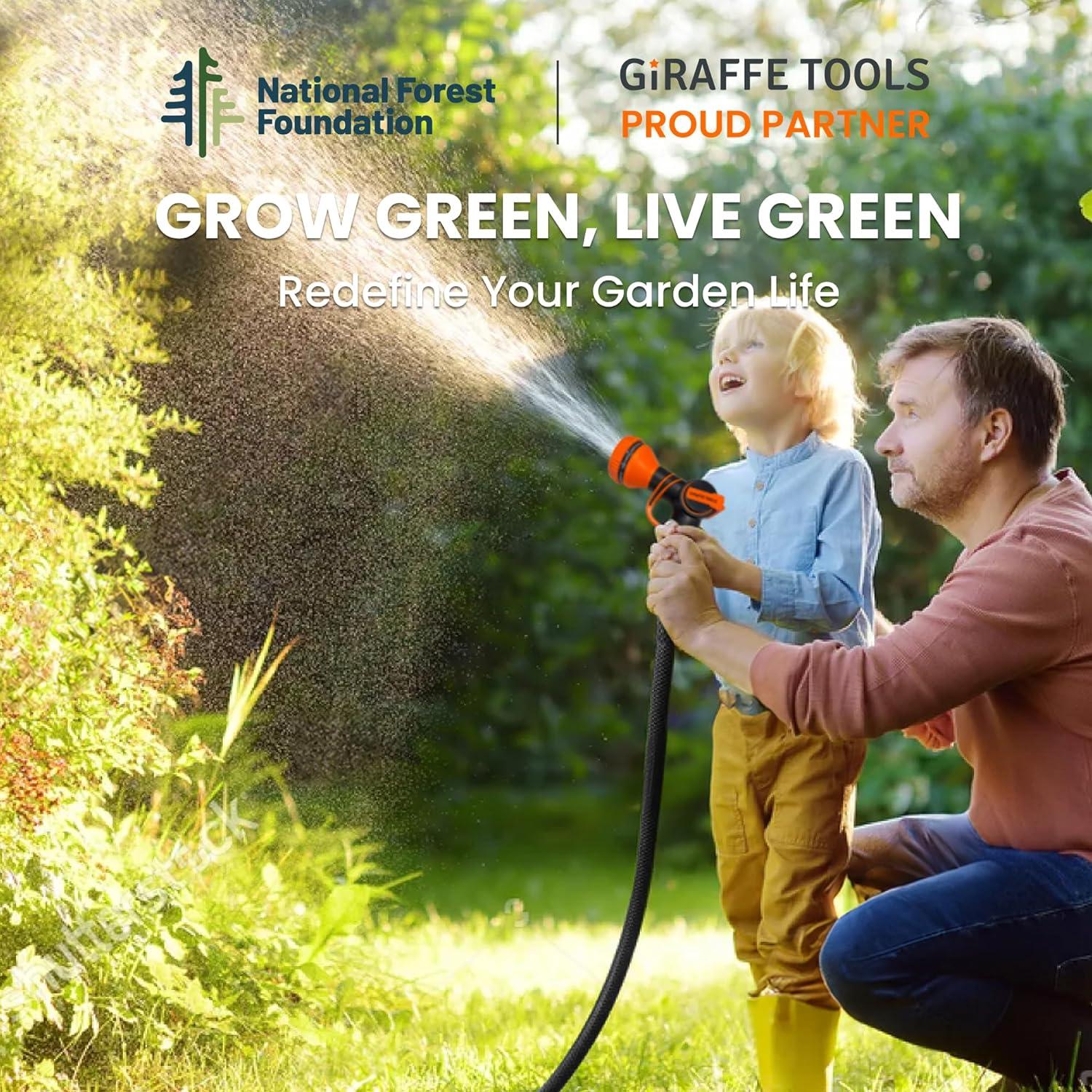 Giraffe Tools Leader Hose 10ft x 5/8'', Short Water Hose Heavy Duty, Lightweight, Flexible Hybrid Hose with Swivel Handle, Male to Female Fittings