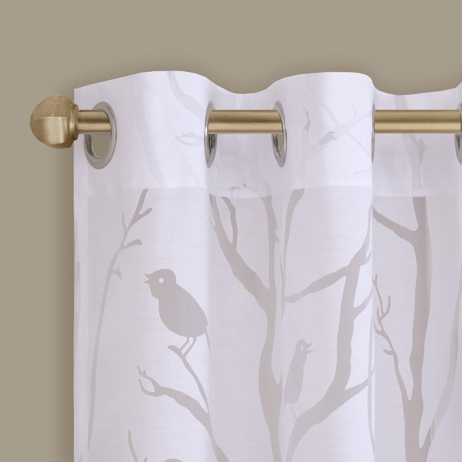 Averil Grommet Top Sheer Bird on Branches Burnout Window Curtain