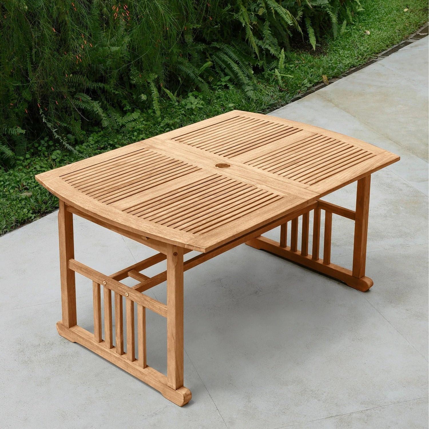 Cambridge Casual 6pc Caterina Teak Wood Outdoor Dining Set with Beige Cushion: Weather-Resistant, 2" Umbrella Hole, Galvanized Steel Hardware