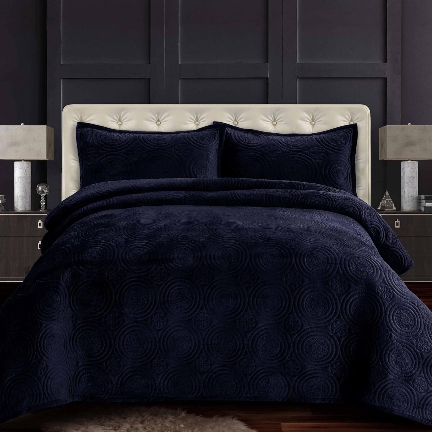 Tribeca Living Capri Velvet Quilt Set