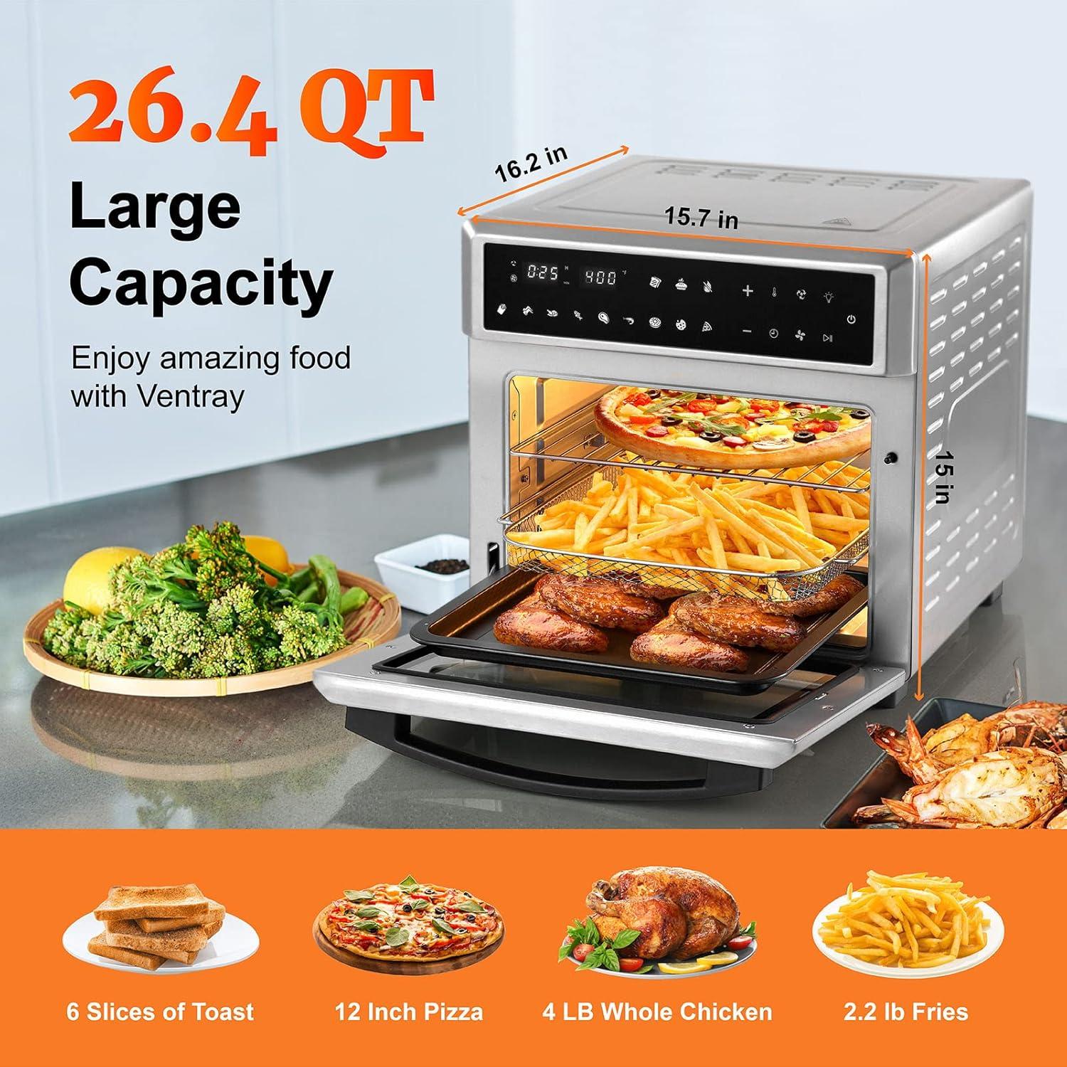 VENTRAY  Convection Countertop Oven Master, 26QT Digital Controlled Electric Air Fryer Toaster