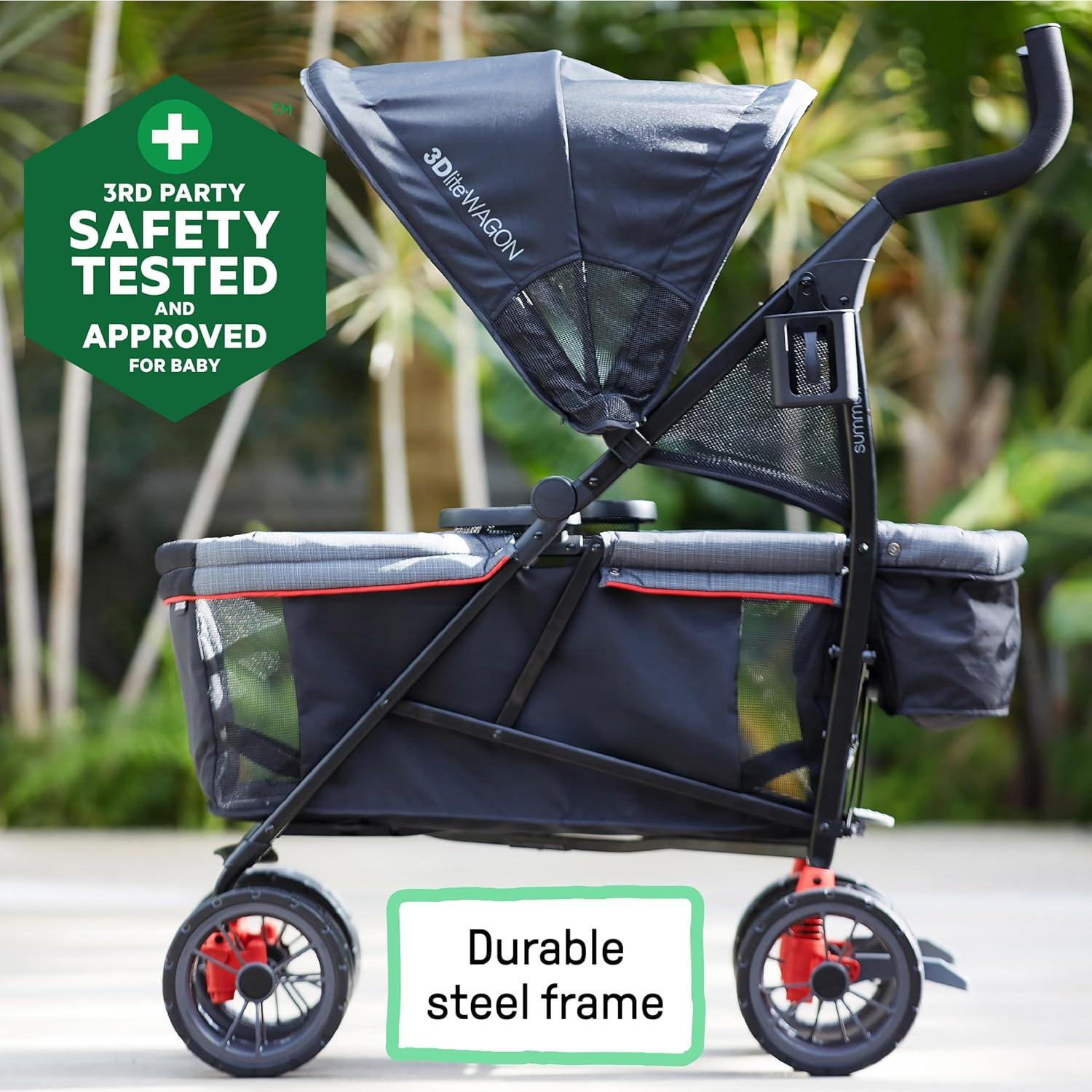 Summer Infant Foldable 4 Wheel Multi-Child Stroller with Storage