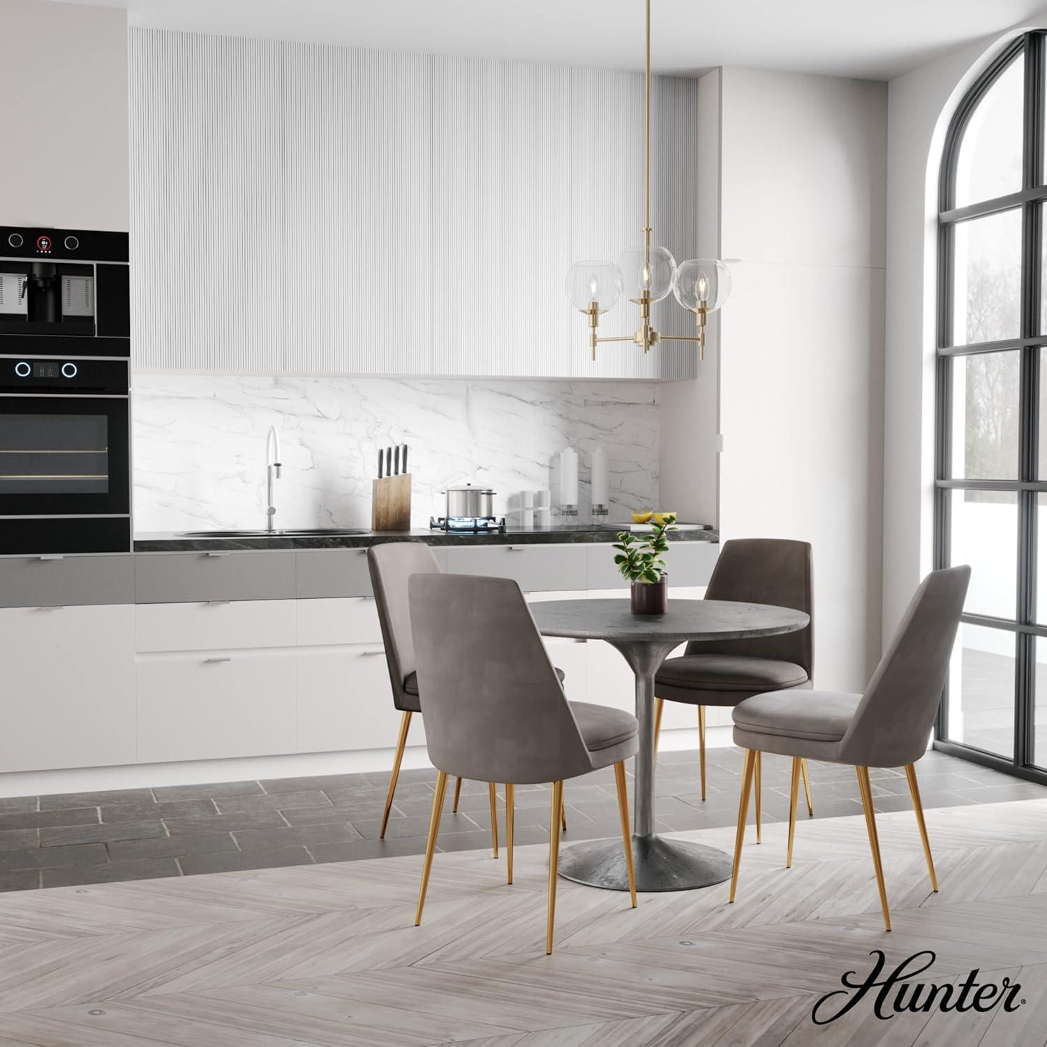 Hunter - Xidane 3-light Alturas Gold, Medium Size Chandelier, Dimmable, Mid Century Modern Style, Candle Shaped, for Bedrooms, Dining, Living Rooms - 19739