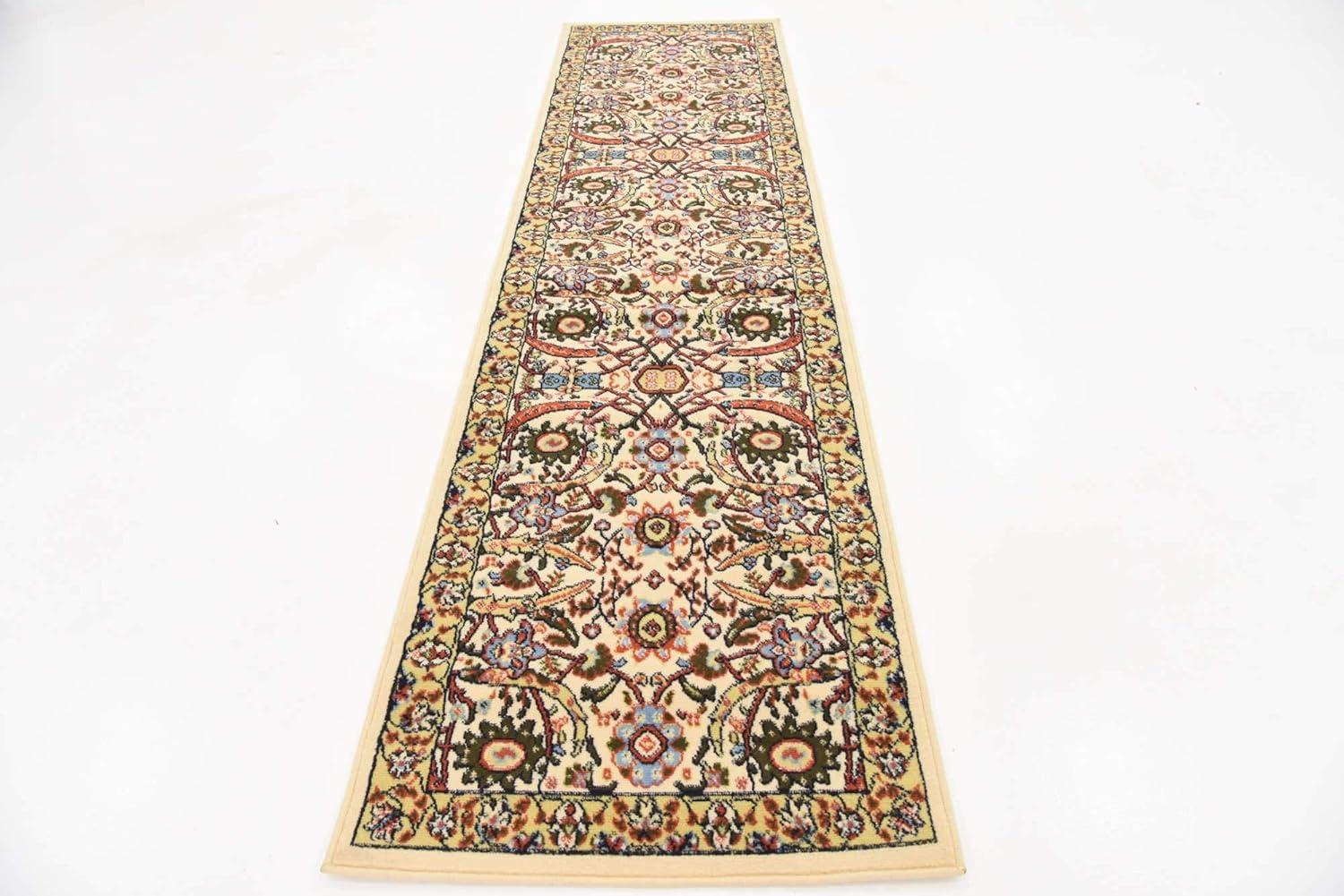 Rugs.com Neda Collection Rug – 10 Ft Runner Cream Low Rug Perfect For Hallways, Entryways