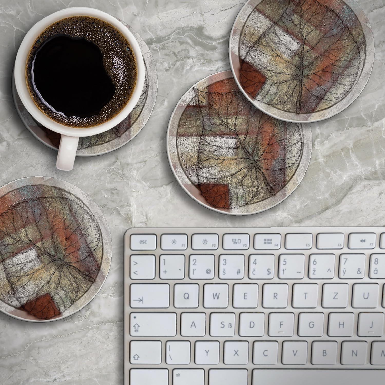 Thirstystone Leaf Whisper II Absorbent Stone Coaster 4-Pack