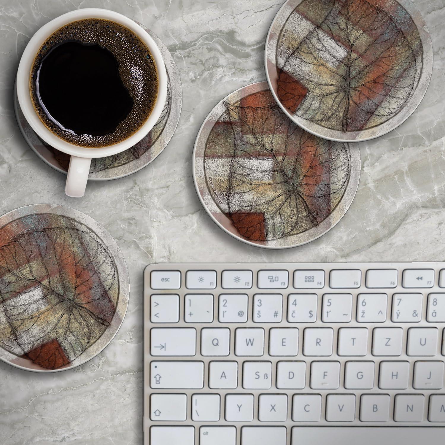 Thirstystone Leaf Whisper II Absorbent Stone Coaster 4-Pack