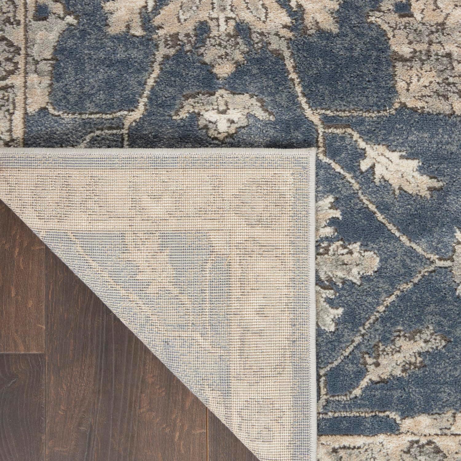 Smokey Blue and Ivory Floral Medallion 6'7" x 9'6" Synthetic Area Rug