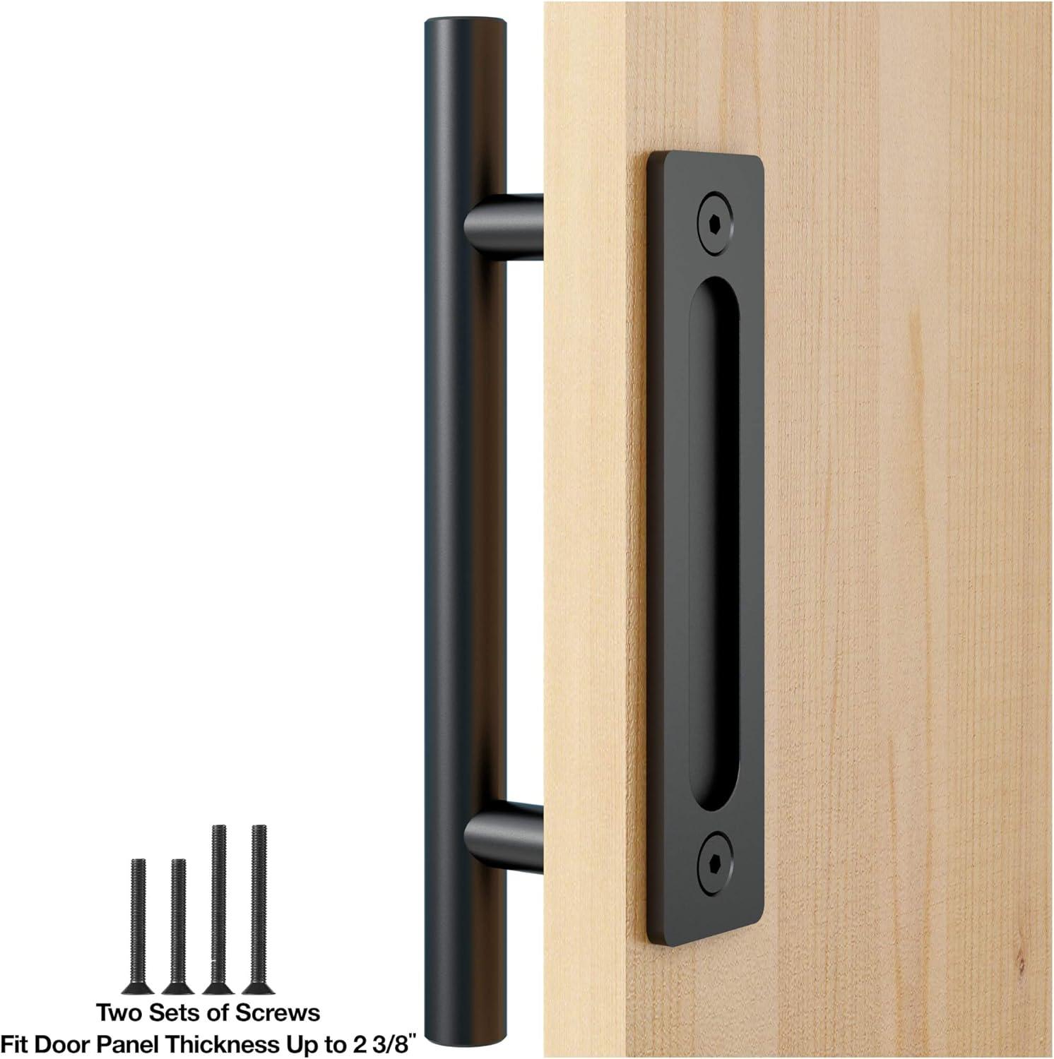 Black Heavy Duty Steel Sliding Barn Door Handle Set