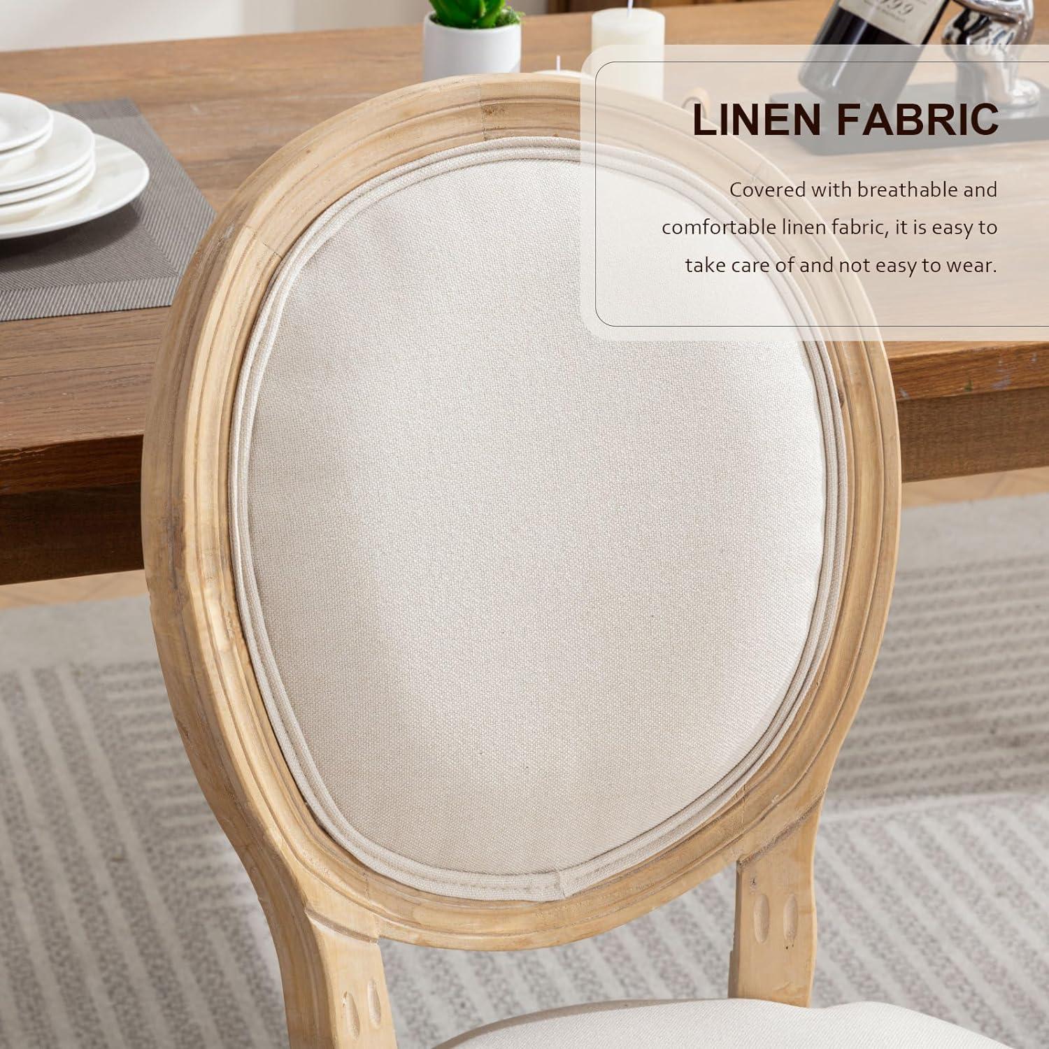 SoarFlash French Dining Chairs Set of 6, Vantage Dining Chair with Round Back, Farmhouse Country Dining Chair for Kitchen,Bedroom,Beige
