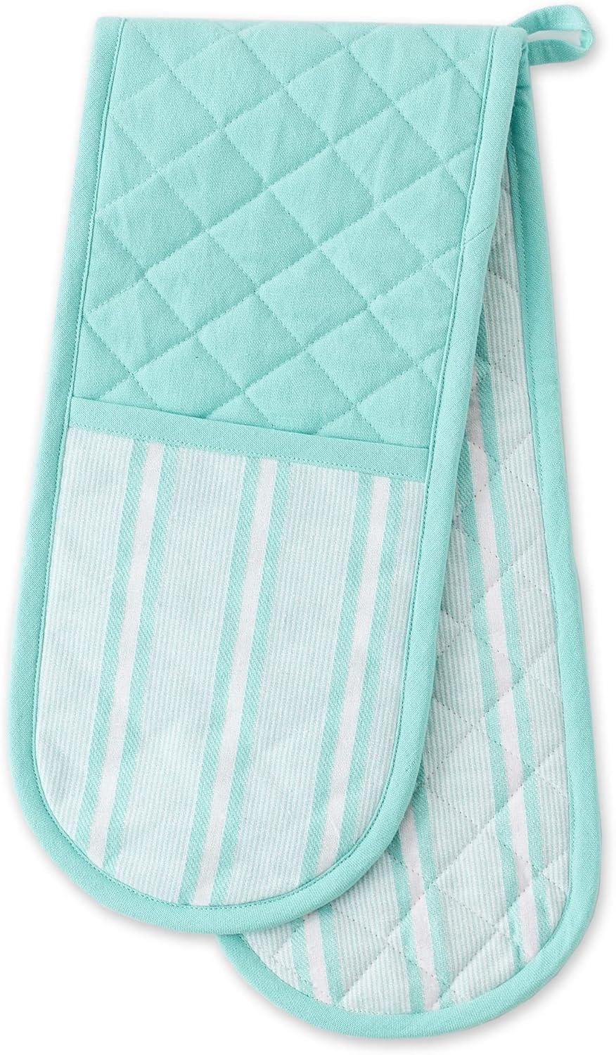 Aqua Cotton Extra Long Double Oven Mitt