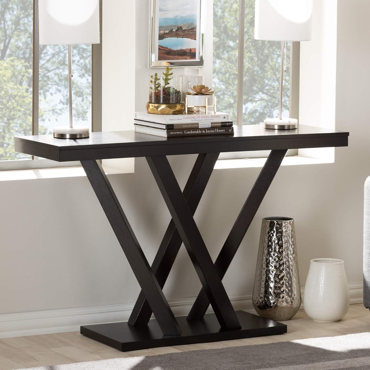 Everdon Dark Brown Modern Wood Console Table