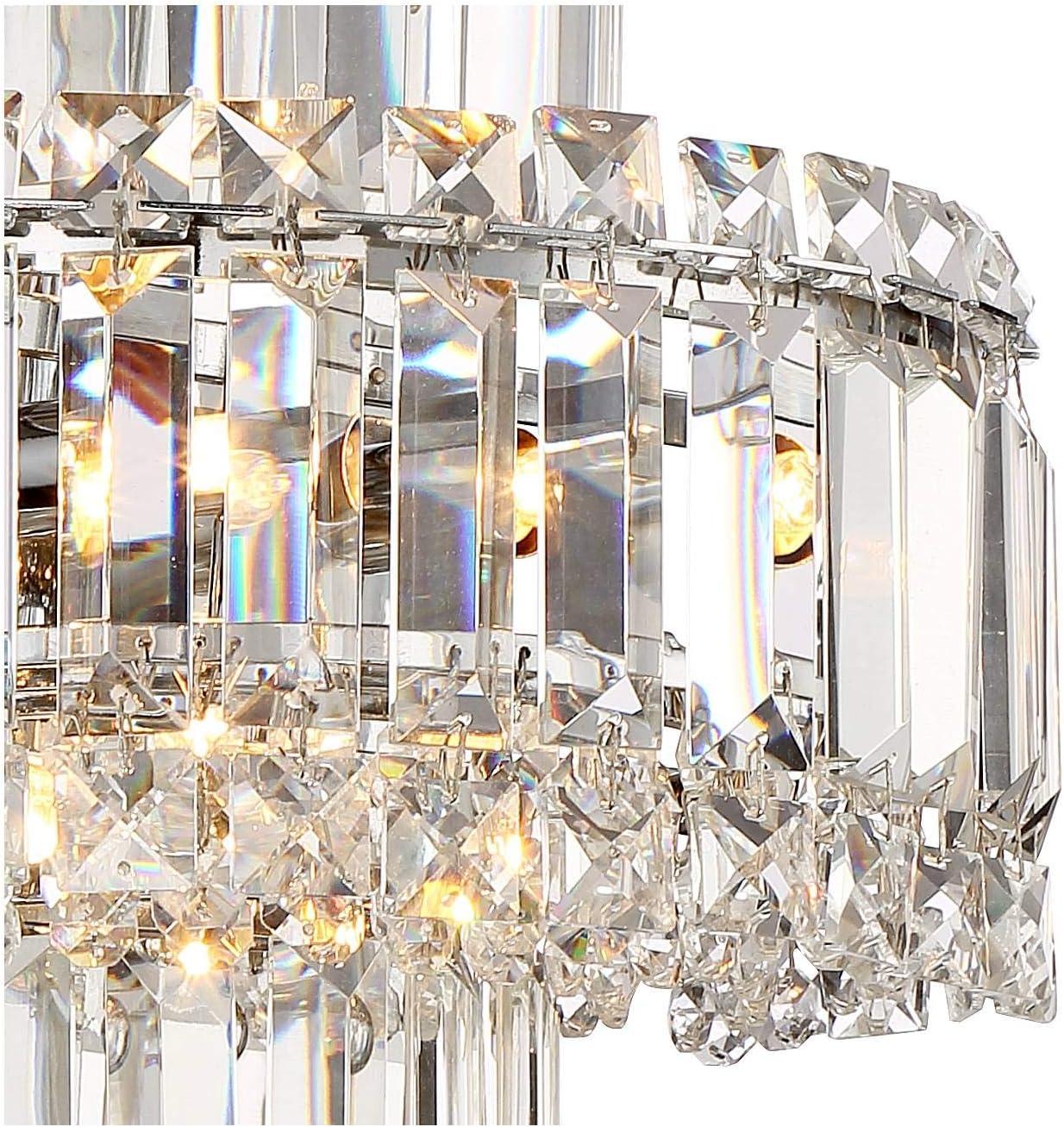 Vienna Full Spectrum Magnificence Wall Light Sconce Chrome Hardwire 11 1/2" 4-Light LED Fixture Tiered Clear Crystal for Bedroom Bathroom Vanity Home