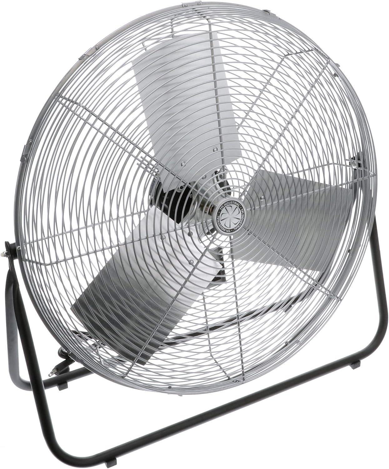 Gray 24-Inch Aluminum Industrial Floor Fan with 3-Speed Dial