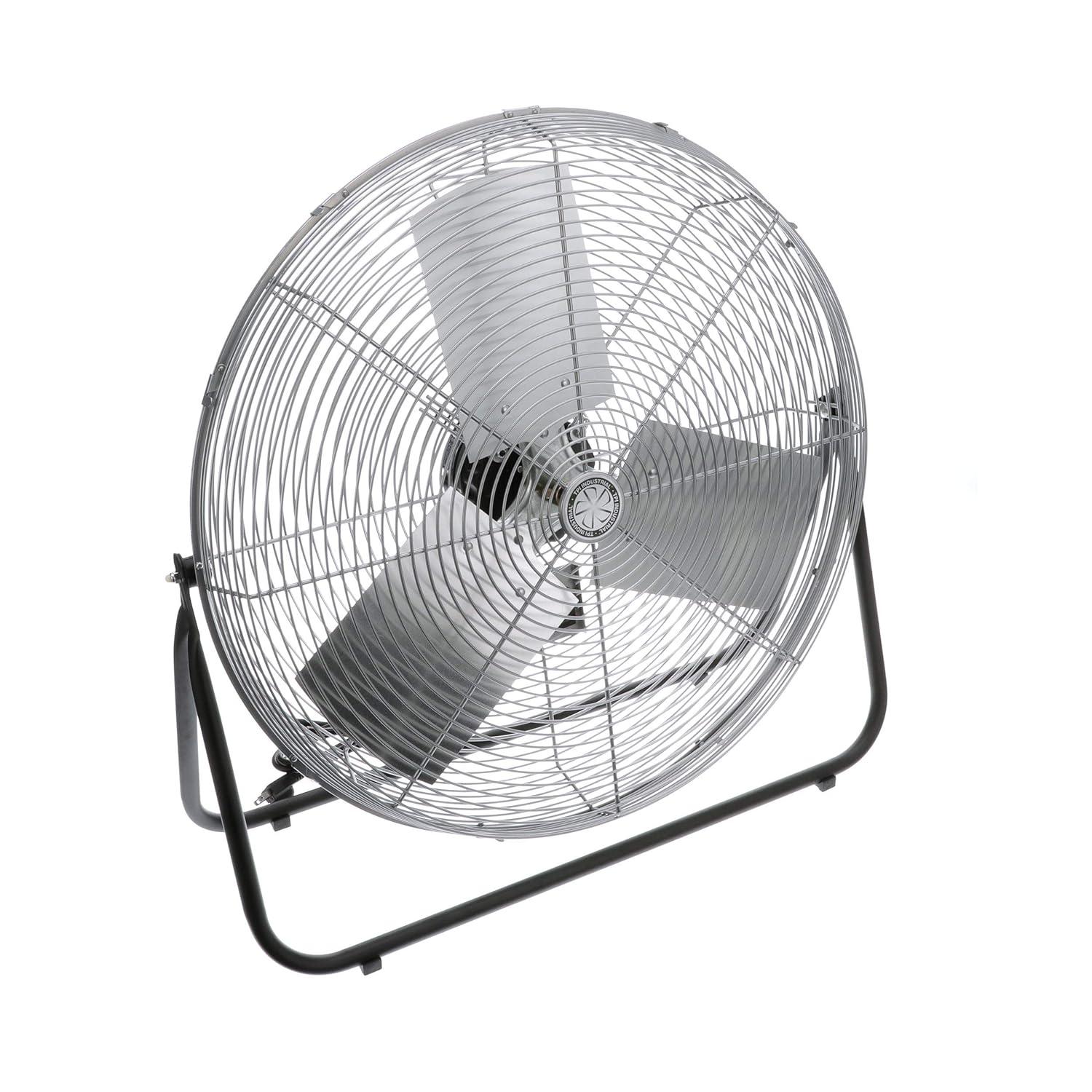 Gray 24-Inch Aluminum Industrial Floor Fan with 3-Speed Dial