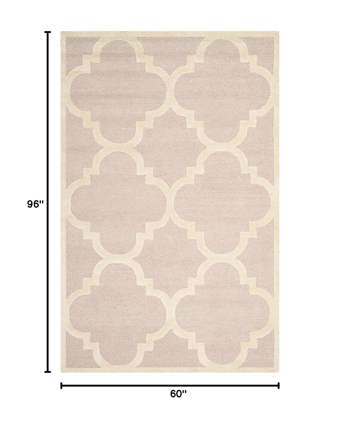 SAFAVIEH Cambridge Justine Geometric Wool Area Rug, Light Pink/Ivory, 5' x 8'