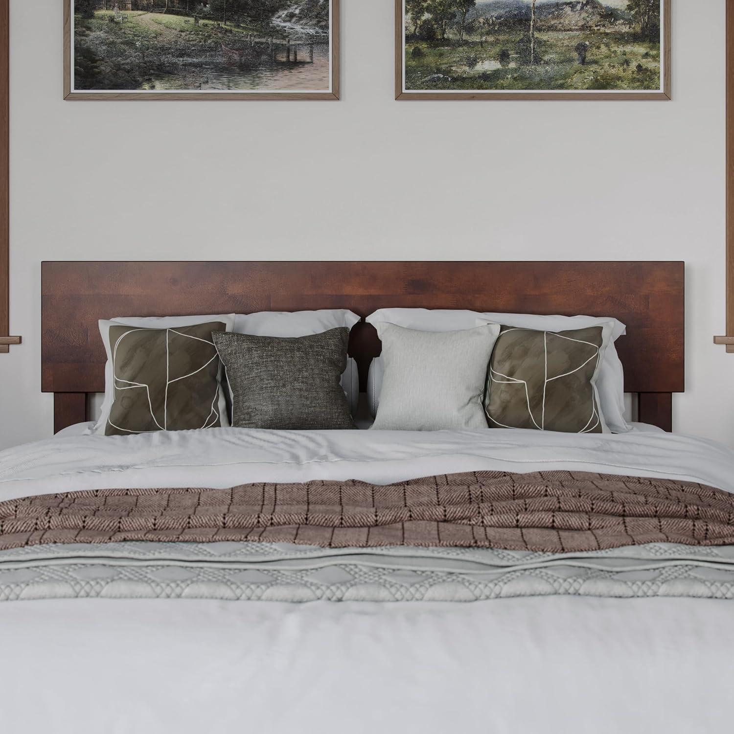 AFI Aria Queen Modern Solid Wood Low Profile Platform Bed, Walnut