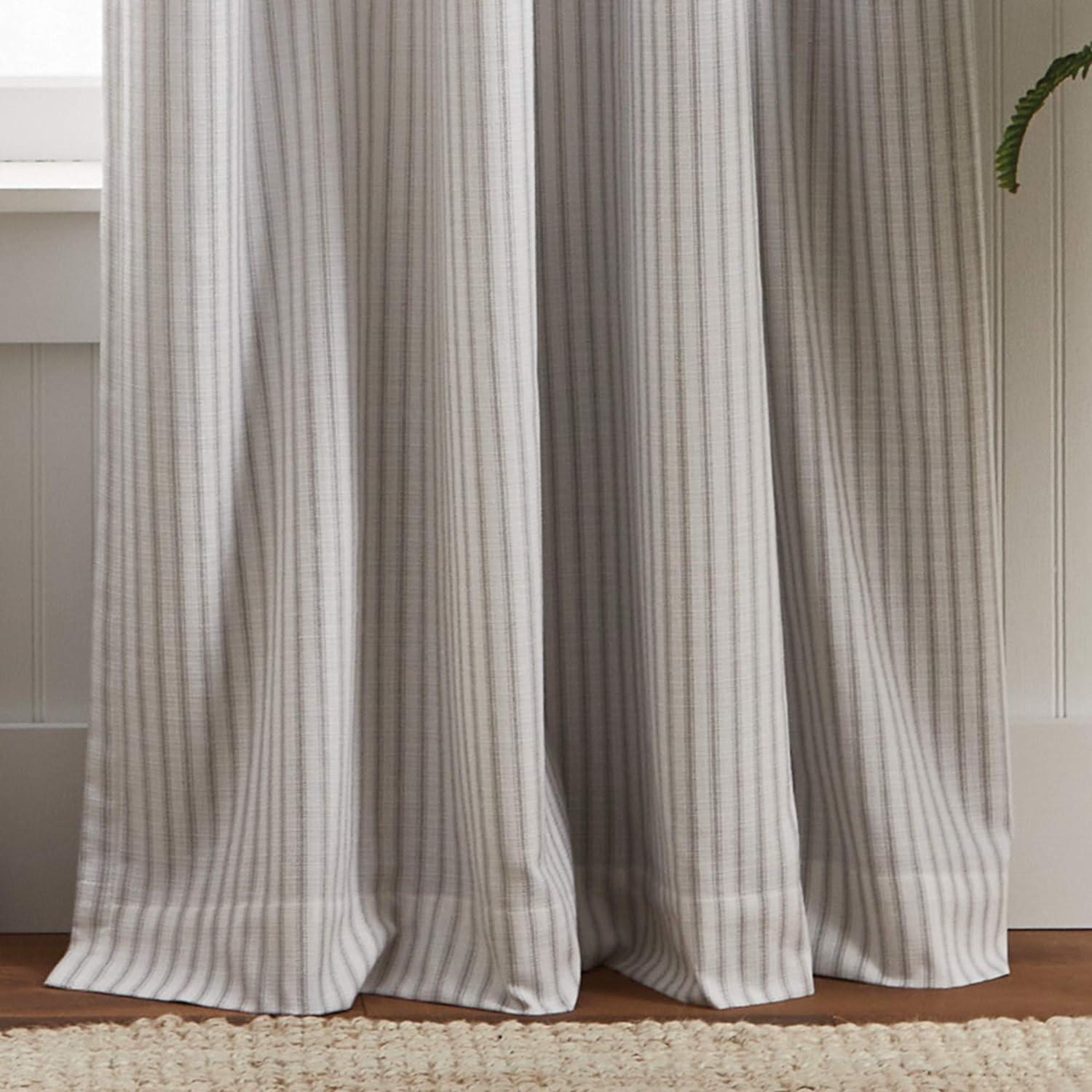 Ticking Cotton Blend Striped Blackout Rod Pocket Curtain Panels