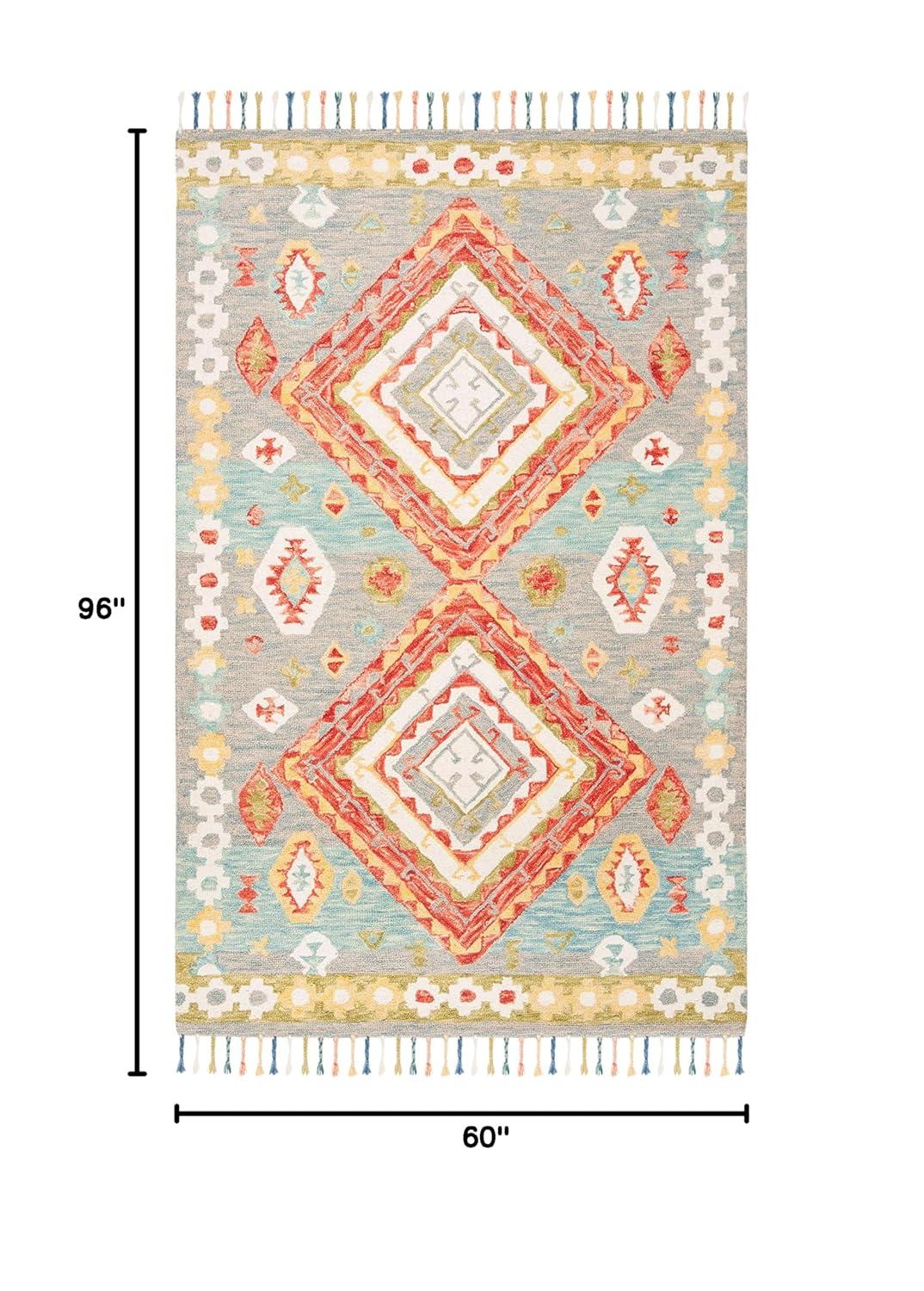 Aspen APN119 Hand Tufted Area Rug - Green/Red - 5' X 8' - Safavieh.