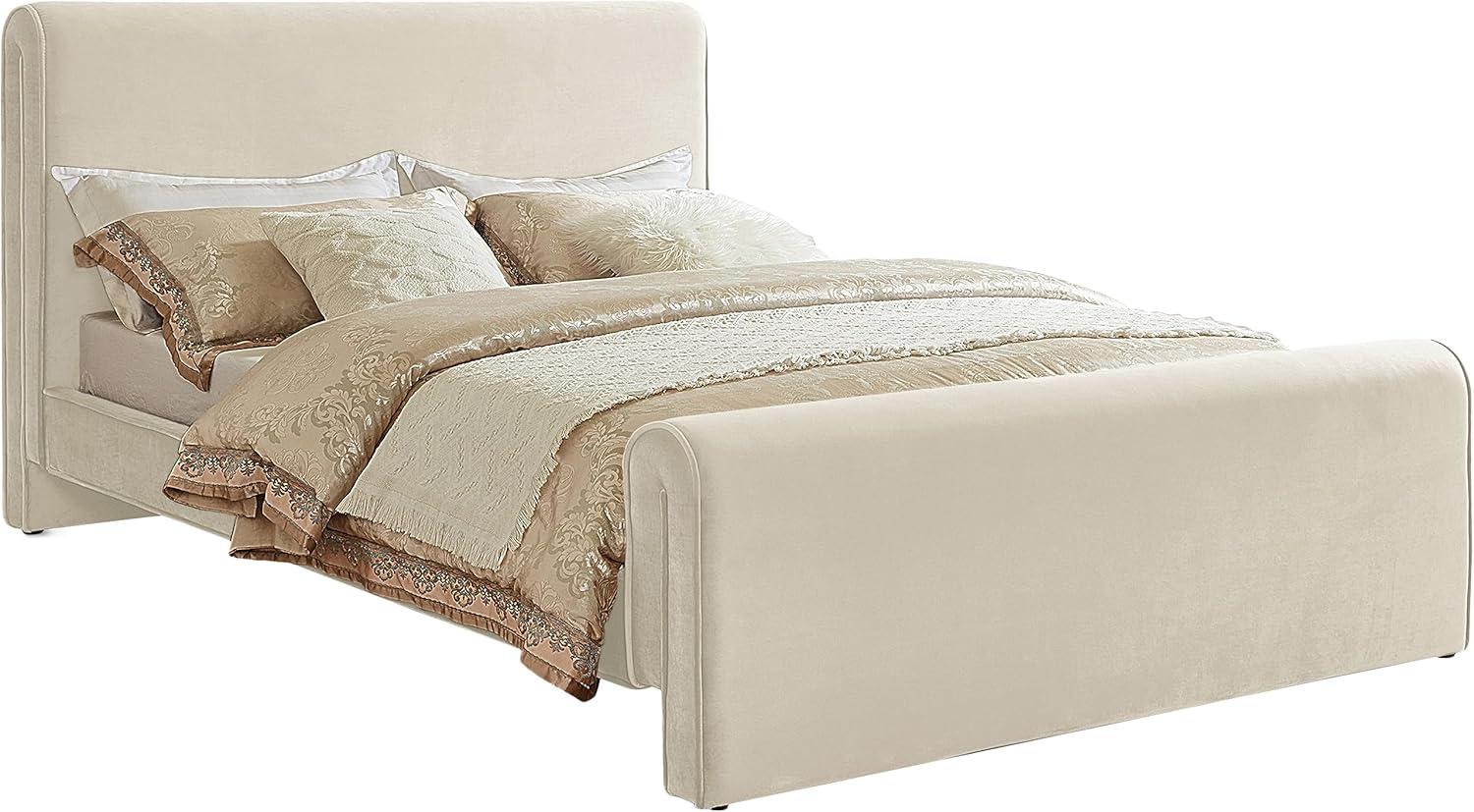 Meridian Furniture Sloan Cream Velvet Queen Bed