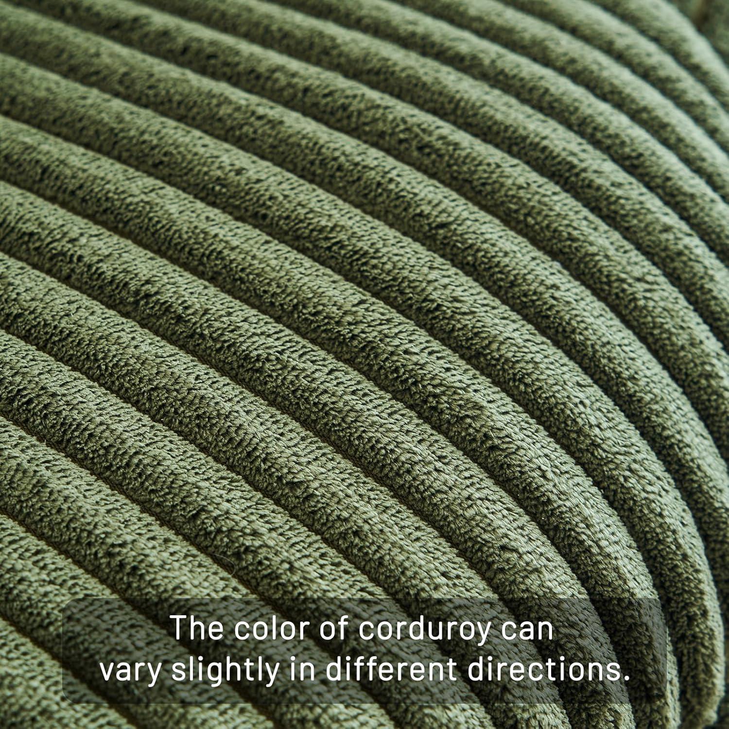 Furniliving Swivel Accent Chair with Pillow Corduroy Comfy Lounge Chair Lazy Chair for Living Room/Bedroom, Green