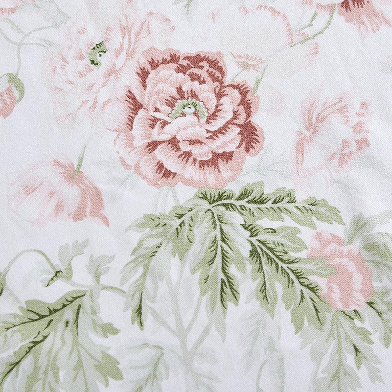 Breezy Floral Pink Cotton Hookless Shower Curtain