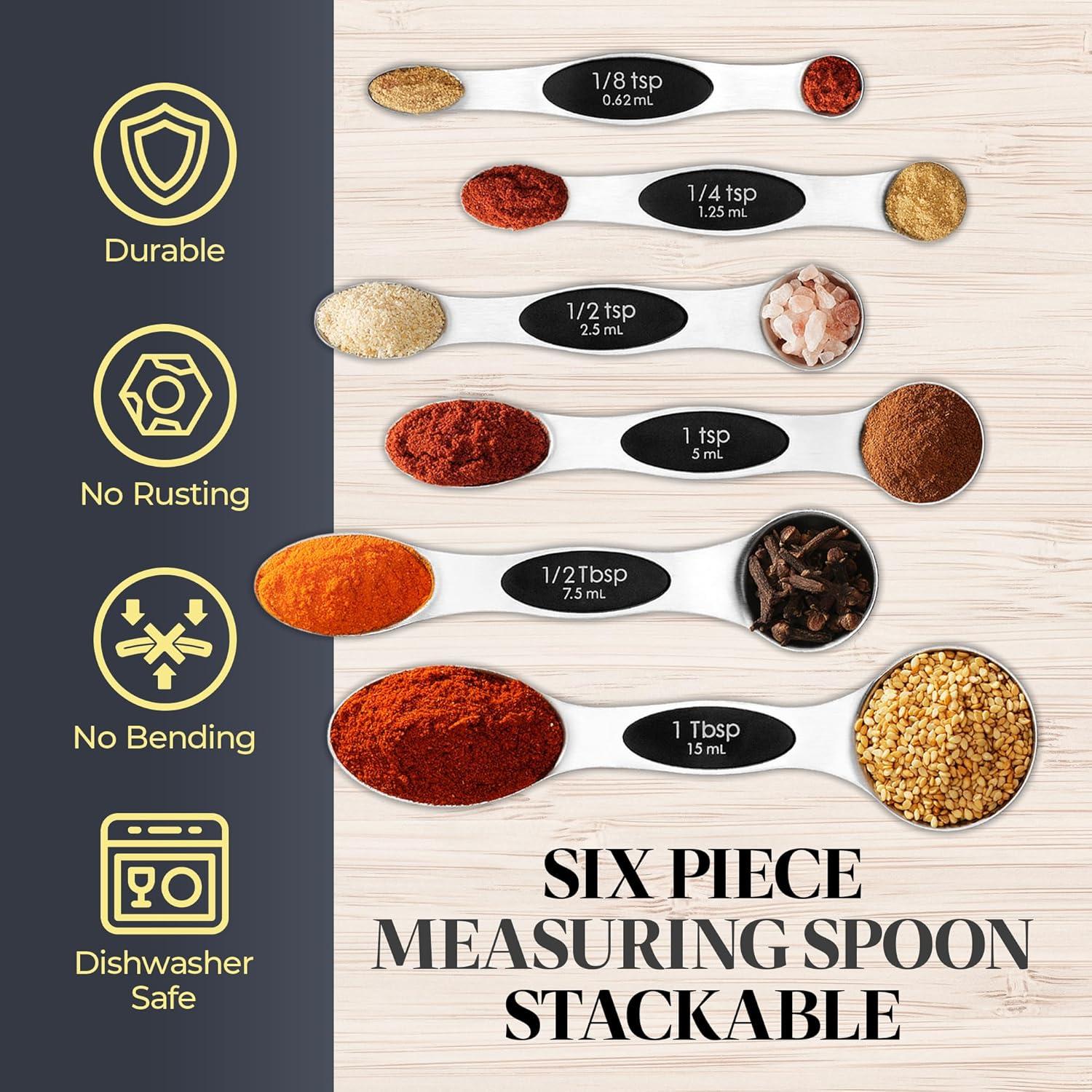 6 pc magnetic measuring spoon stainless steel
