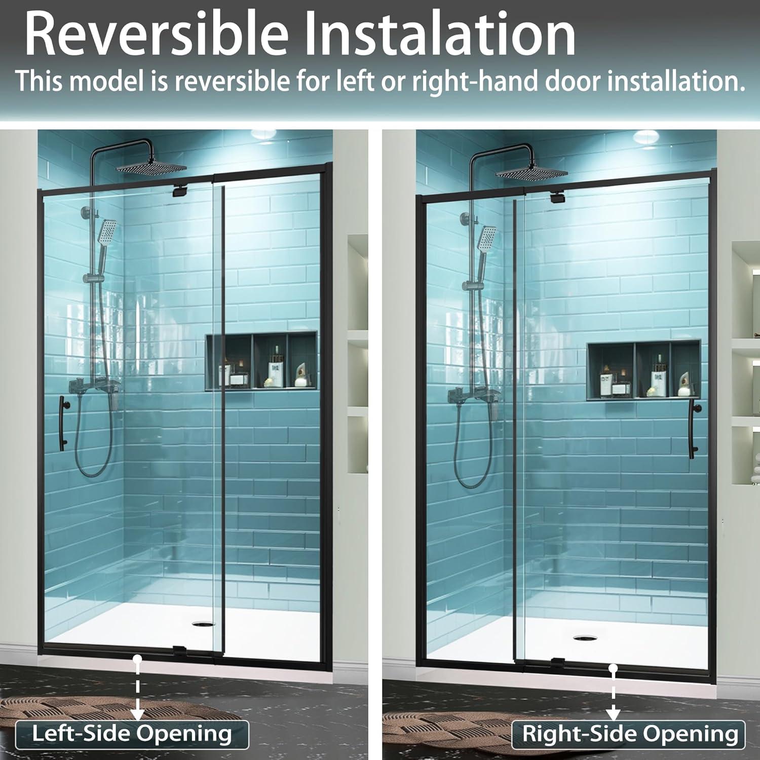 44-48 in.W x 72 in.H Semi-Frameless Sliding Shower Door Clear SGCC Tempered Glass.