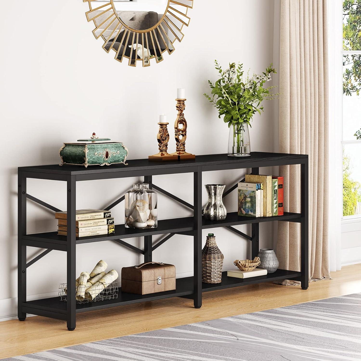 Hommoo 3-Tier Console Table 70.9" Long Sofa Table with Storage Shelves