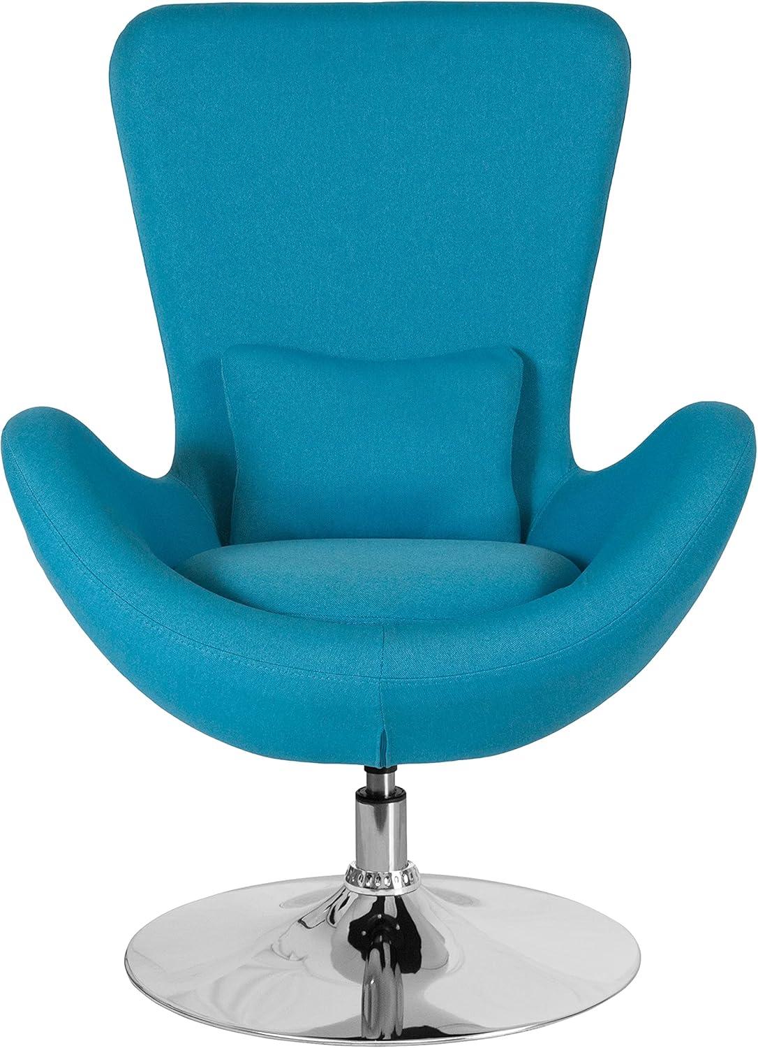 Flash Furniture Egg Series Aqua Fabric Side Reception Chair