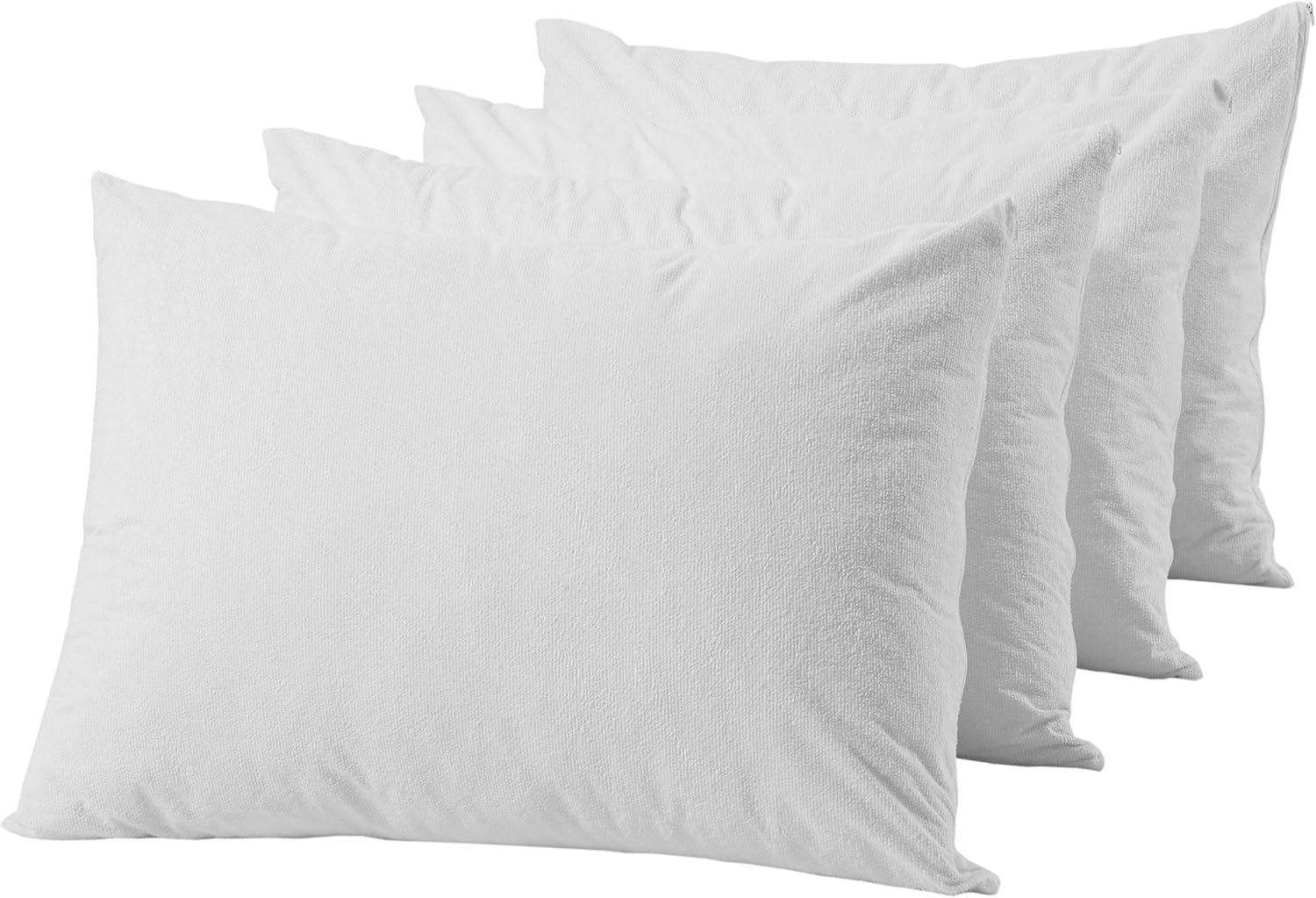 Niagara Waterproof Pillow Protector King Cotton Terry Zippered 100% Pillow Encasement Cover Pair Set of 2 Washable Long Life Soft