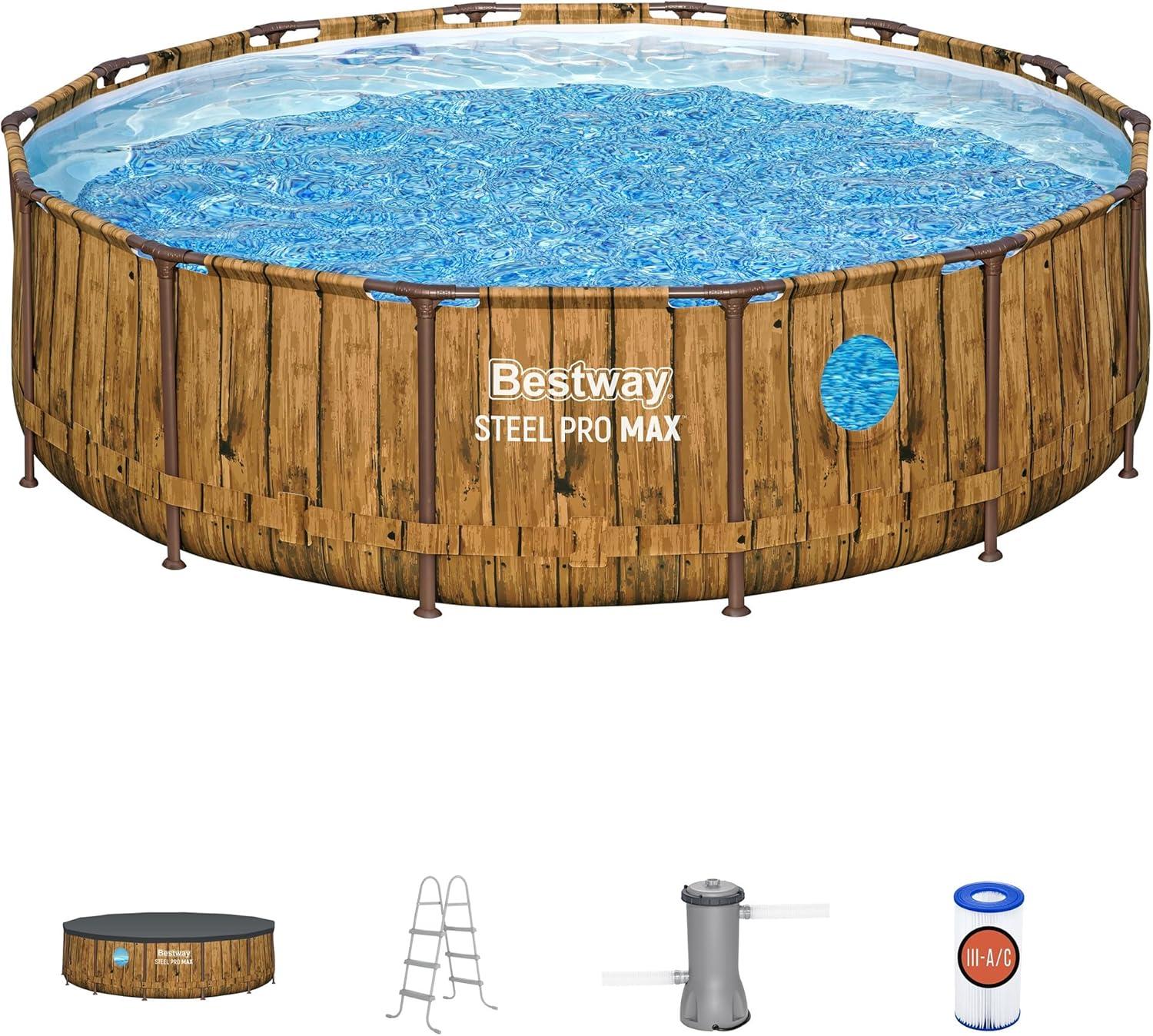 Bestway Bestway: Steel Pro MAX - Splashview Round Swimming Pool Set - 14' x 42", Above Ground