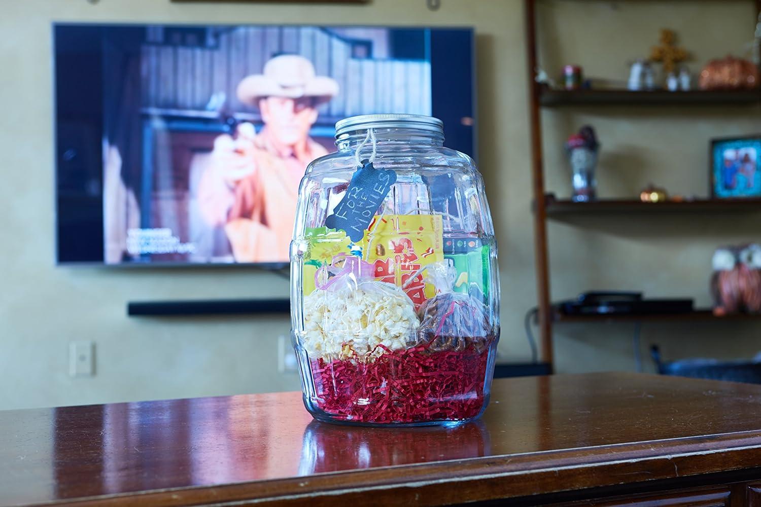 Clear Glass 2.5 Gallon Barrel Jar with Wood Handle