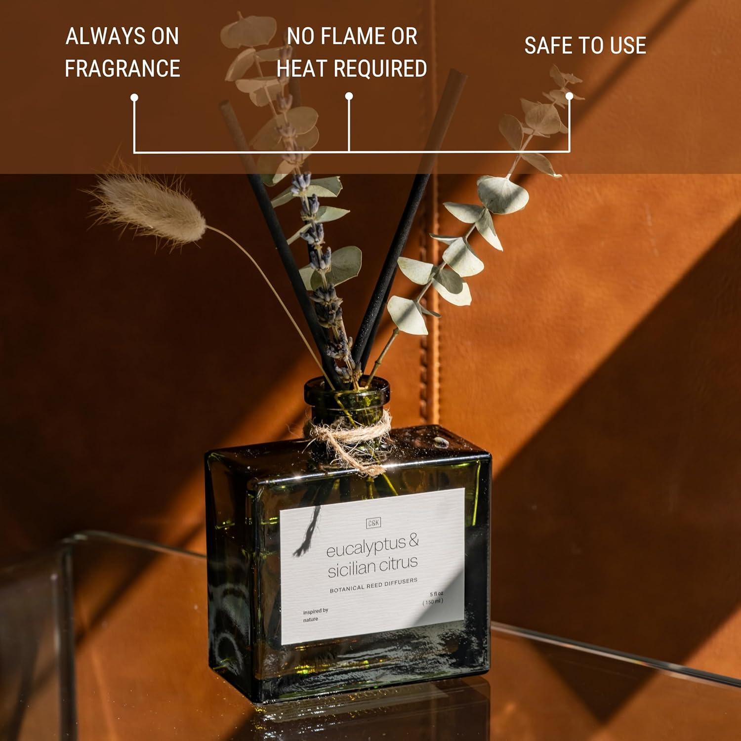 Craft & Kin Reed Diffuser Set With Flower For Home With Eucalyptus & Sicilian Citrus Scent