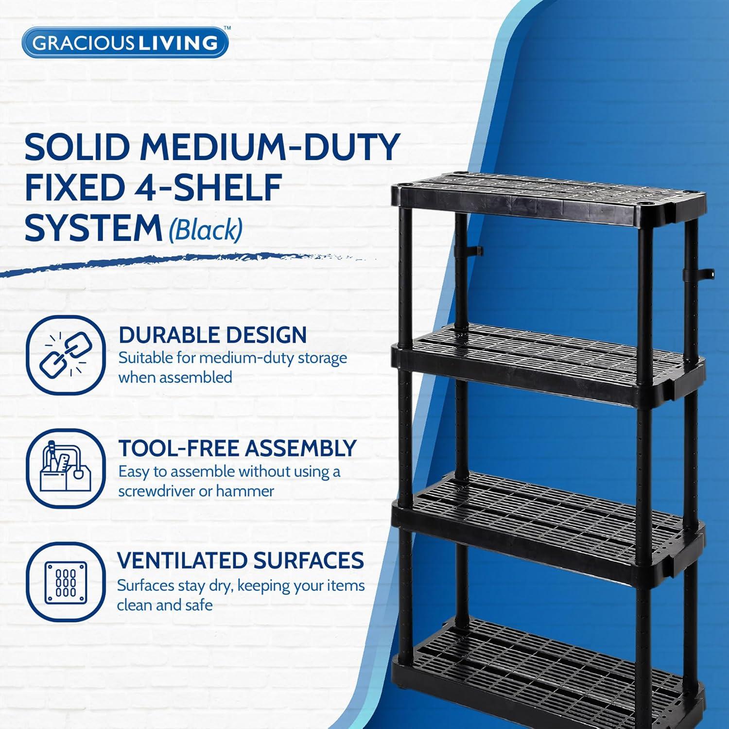 Black Adjustable Kids Storage Shelving Unit, 32.4" Length