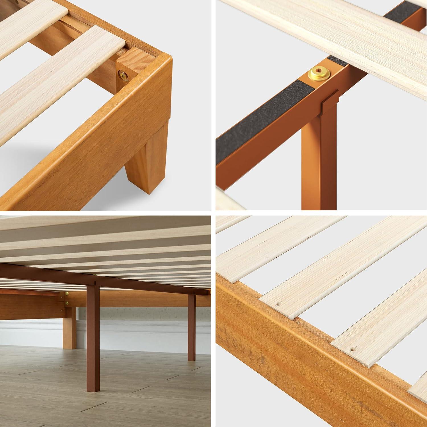 ZINUS Alexis Deluxe Wood Platform Bed Frame / Solid Wood Foundation / No Box Spring Needed / Wood Slat Support / Easy Assembly, Rustic Pine, King