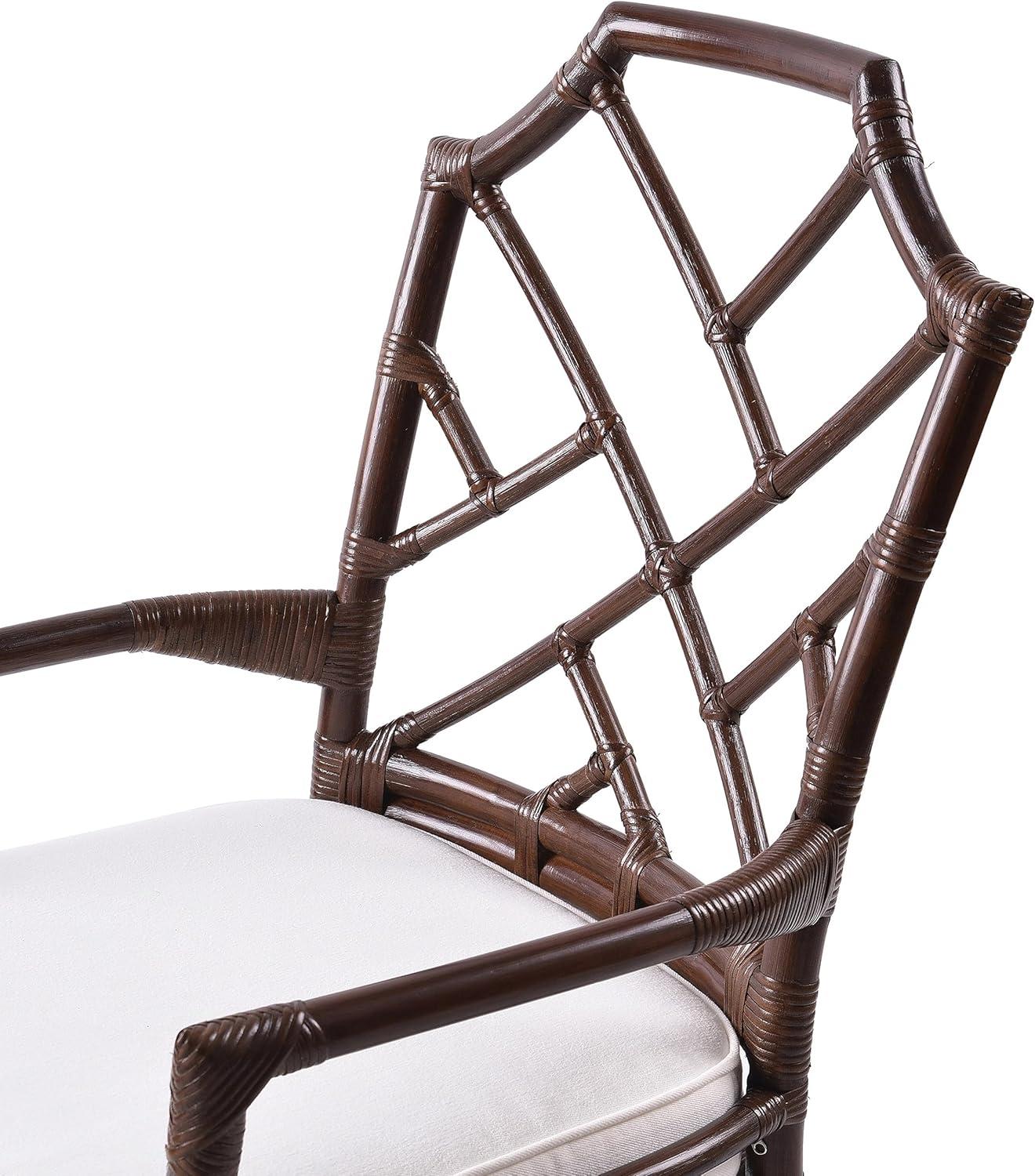 New Pacific Direct Kara 21" Fabric and Rattan Arm Chair in Paloma Brown