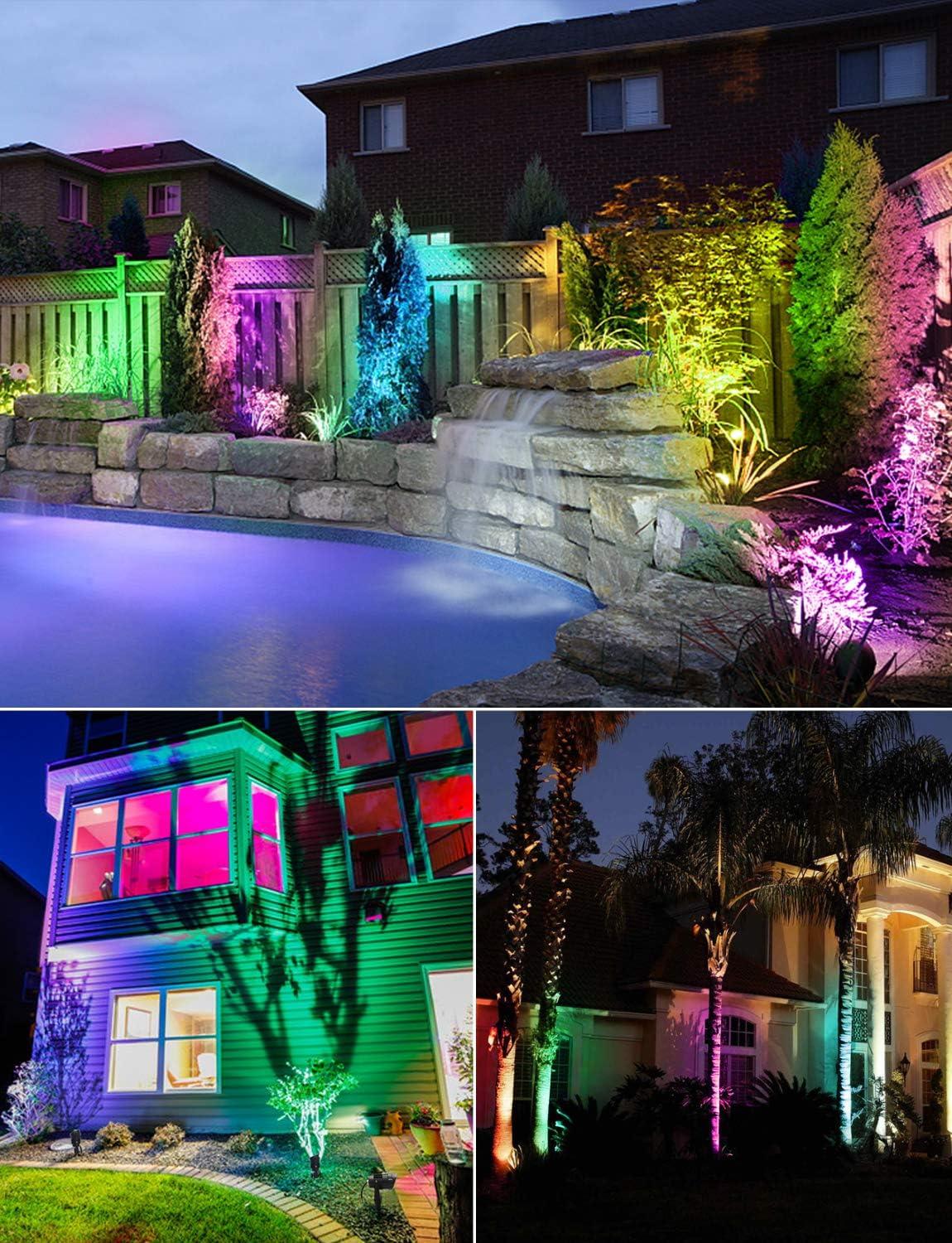 Modern Black Metal RGB LED Pathway Stake Lights with Remote Control