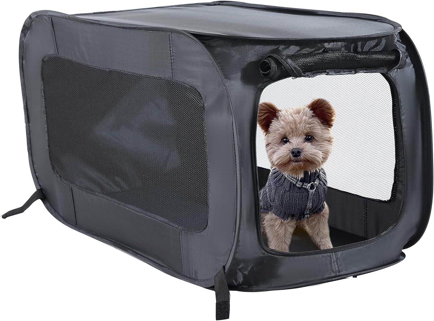 Black Soft-Sided Collapsible Pet Travel Crate, 36"