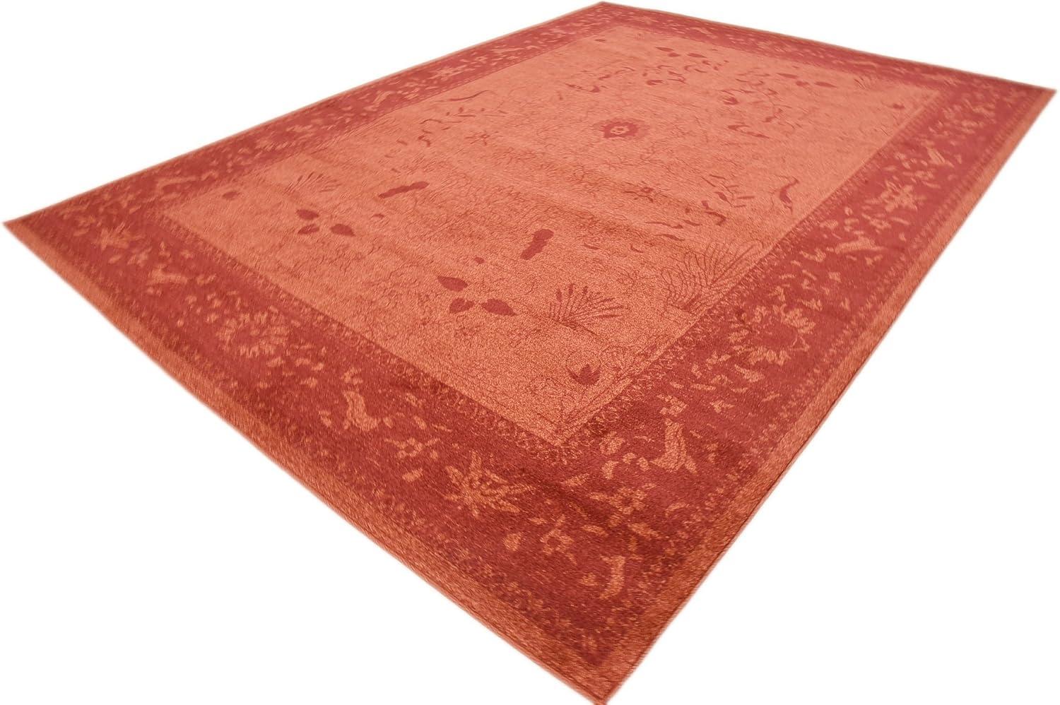 Unique Loom La Jolla Collection Farmhouse, Contemporary, Botanical, Traditional, Vintage Area Rug, 2 ft 2 in x 3 ft, Orange/Burgundy