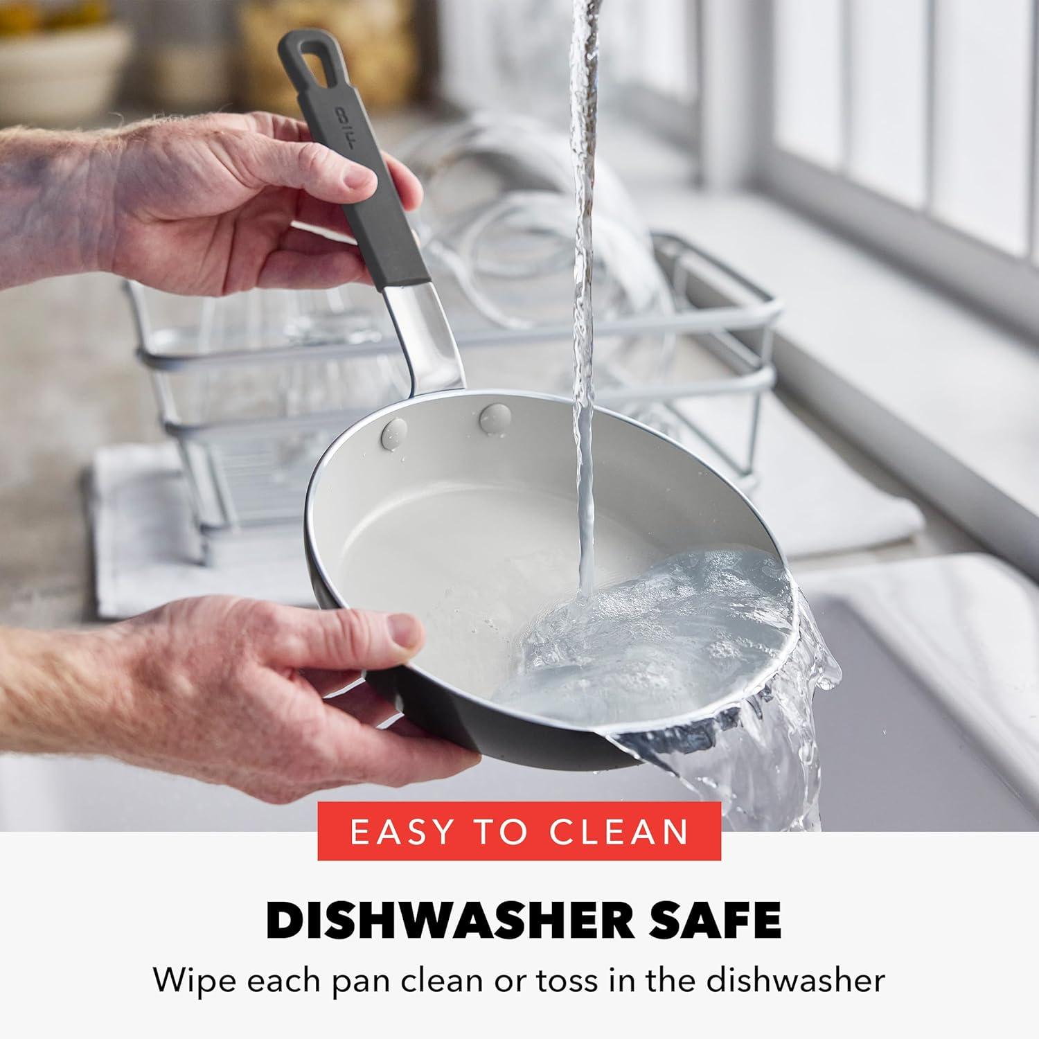 Bobby Flay 2pk (8" & 10") Ceramic Nonstick Aluminum Fry Pan Set Graphite Gray: Dishwasher-Safe, Lifetime Warranty