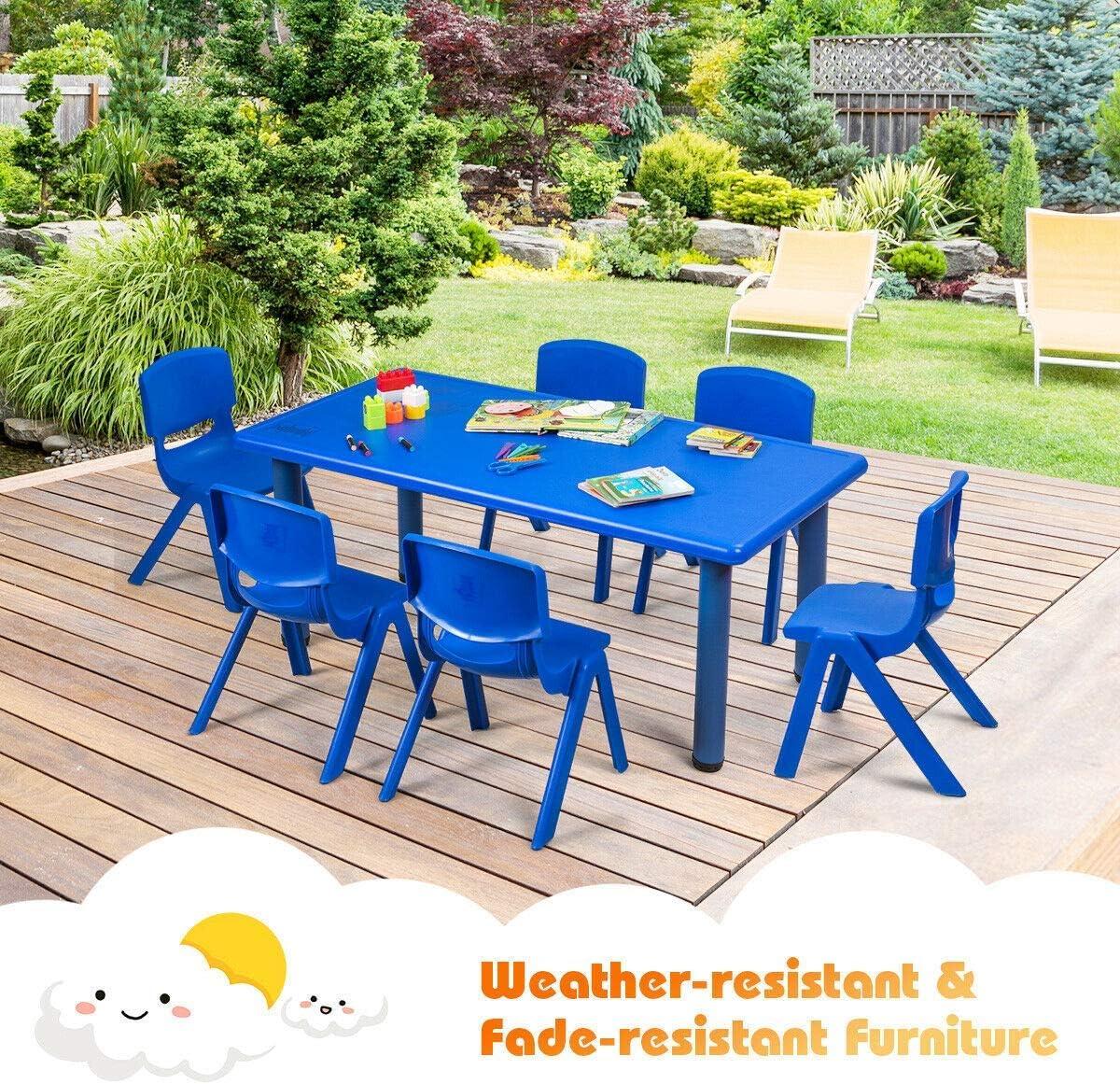 Topcobe 6-pack Kids Plastic Stackable Classroom Chairs, Toddler Living Room Chair-Blue