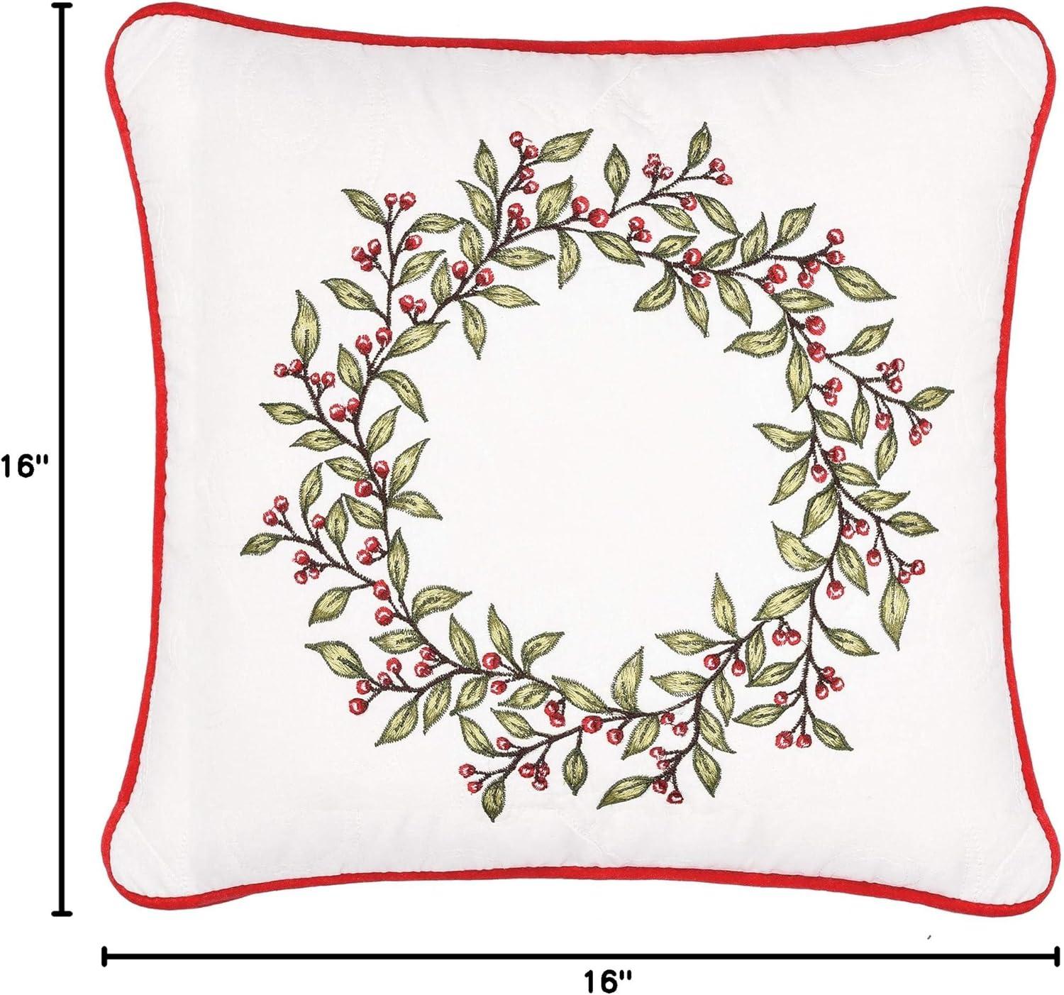 C&F Home 16" x 16" Berry Garland Embroidered Throw Pillow