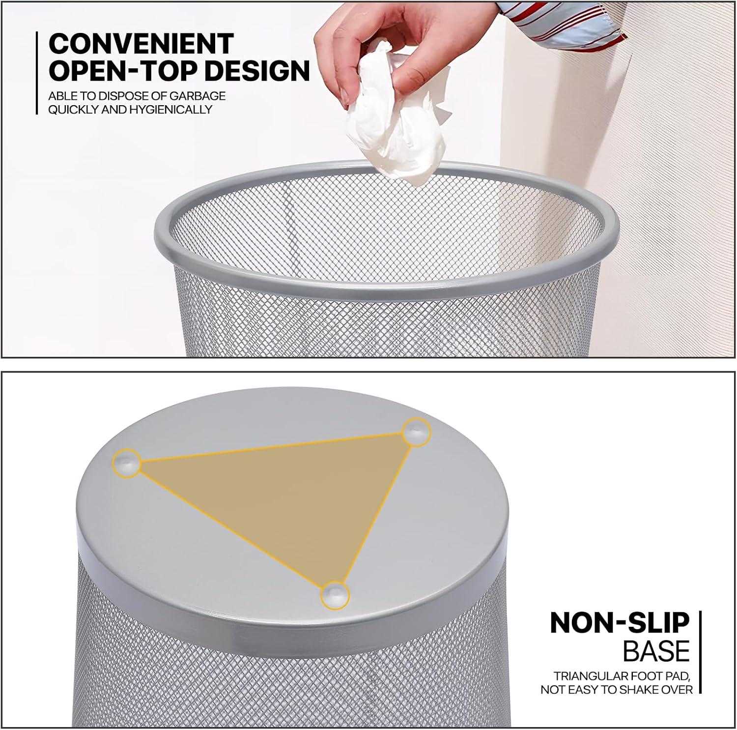 MoNiBloom 5 Gallon Mesh Trash Cans Wastebaskets Waste Basket Recycling Garbage Container Bin for Home Office (Set of 2)