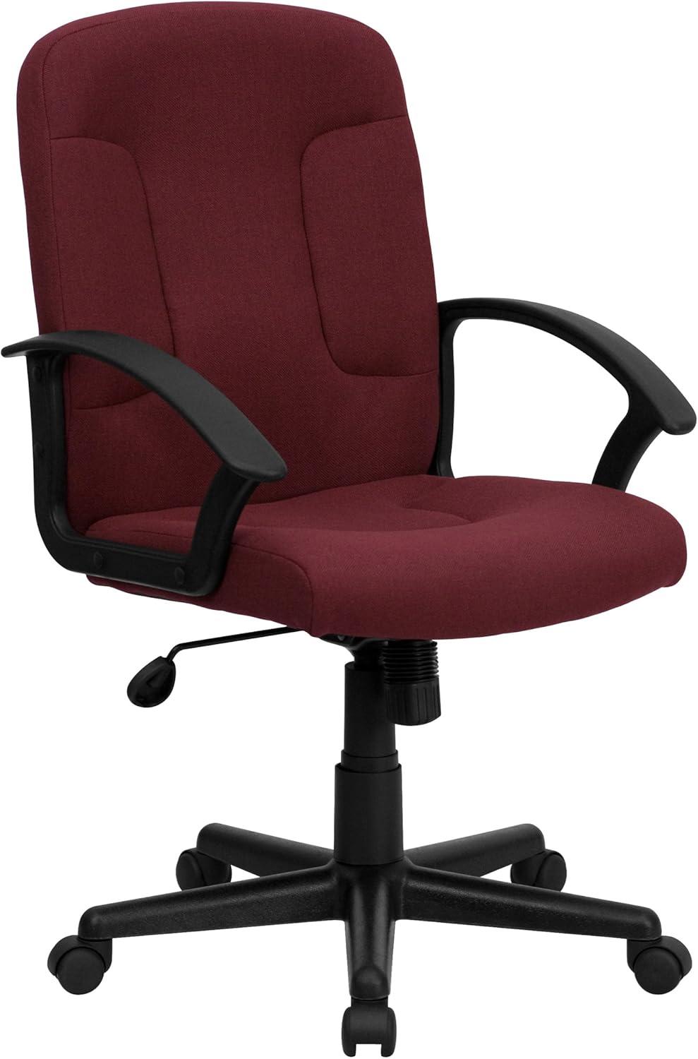 Flash Furniture Mid-Back Burgundy Fabric Executive Swivel Office Chair with Nylon Arms