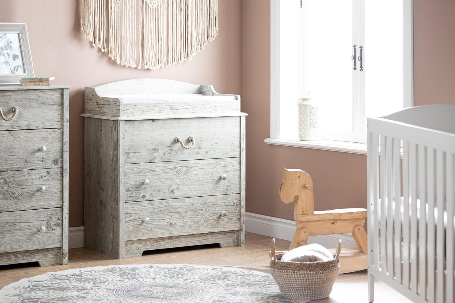 4 Drawer Aviron Chest Seaside Pine - South Shore: Nautical Style, Metal Knobs, Rope Handle, Laminated Particle Board