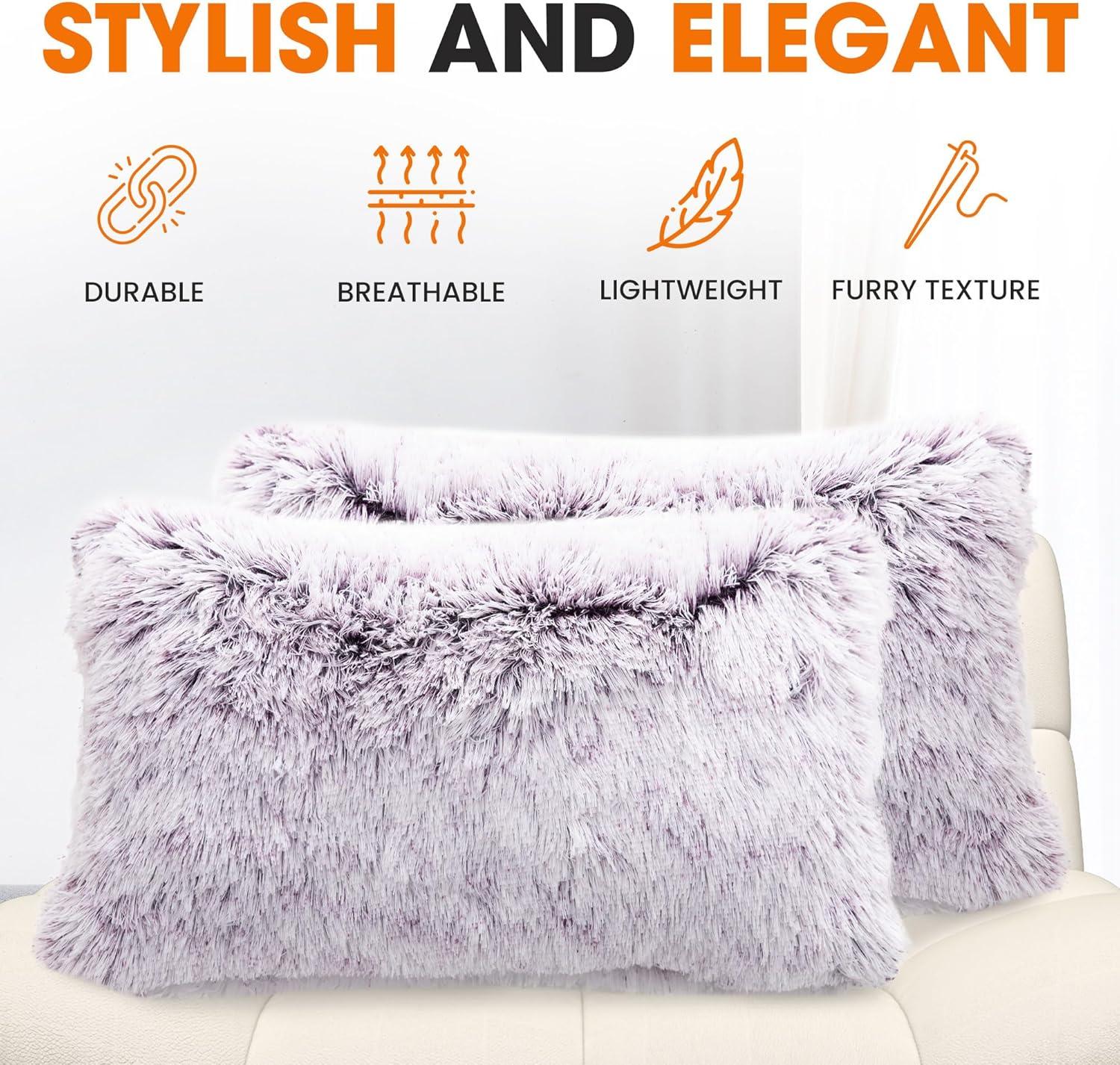 Cheer Collection Cheer Collection Faux Fur Throw Pillow (Set of 2)