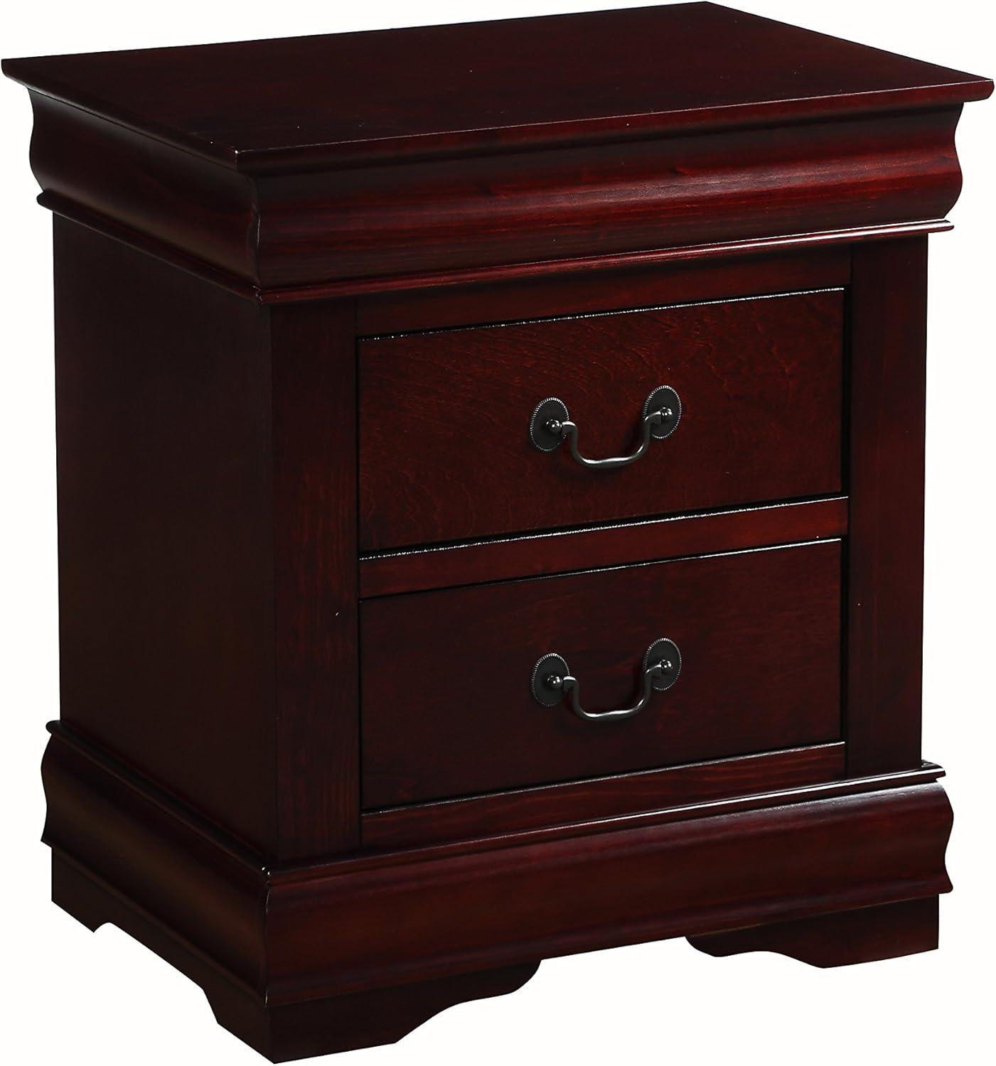 Elegant Cherry Wood Nightstand with Brush Nickel Accents