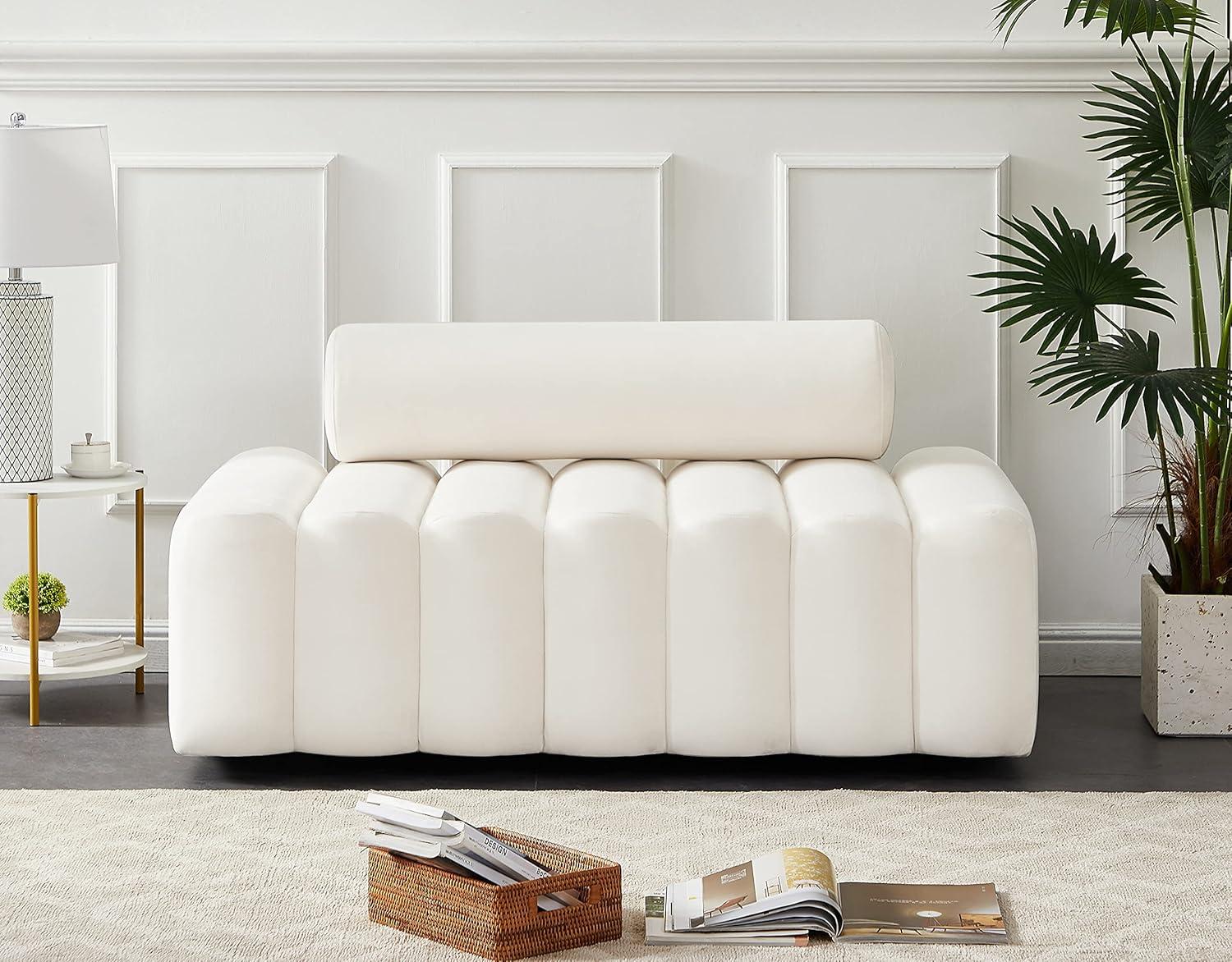 Meridian Furniture Melody Cream Velvet Loveseat