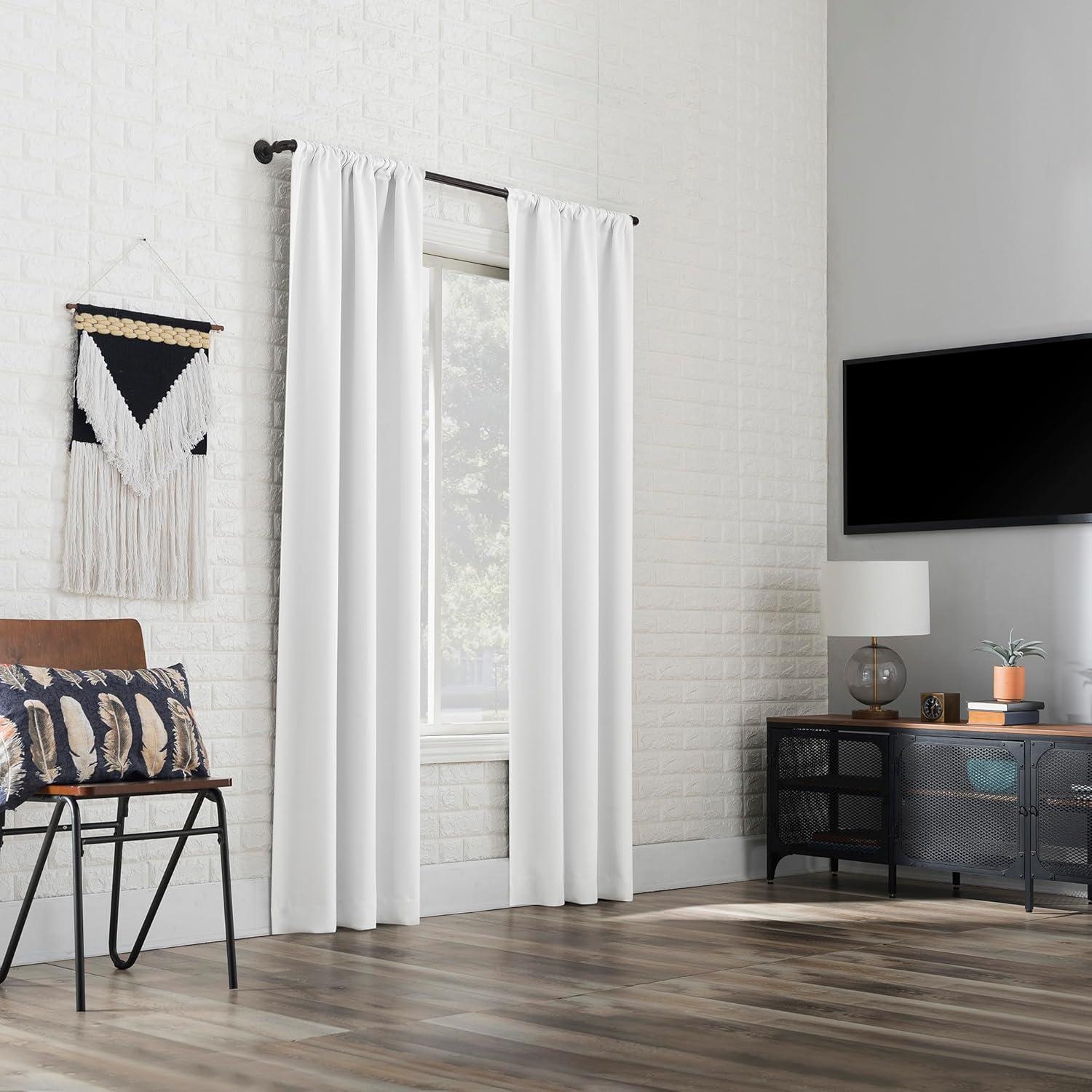 40"x63" Sun Zero Blackout Bergen Rod Pocket Curtain Panel White: Energy Efficient, Noise Reduction, Thermal Insulated