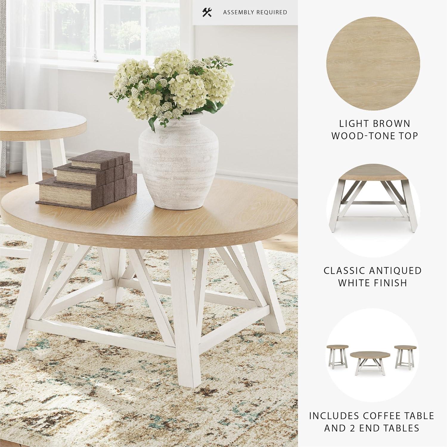 3pc Carynhurst Coffee and End Table Set White - Signature Design by Ashley